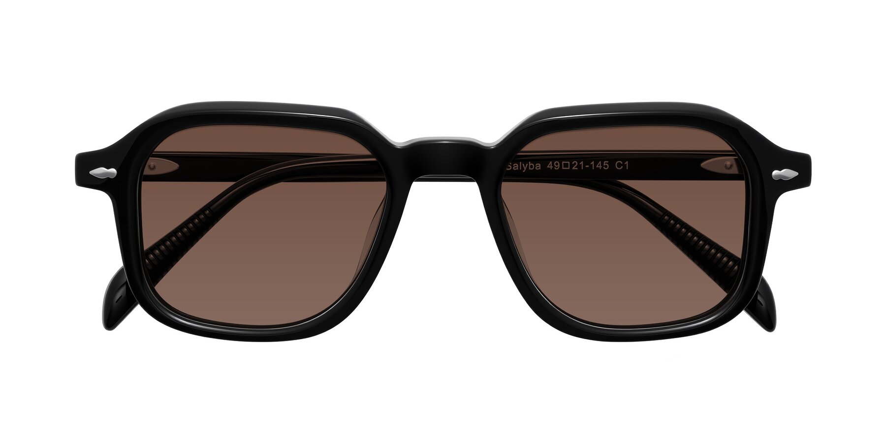 Folded Front of Salyba in Black with Brown Tinted Lenses