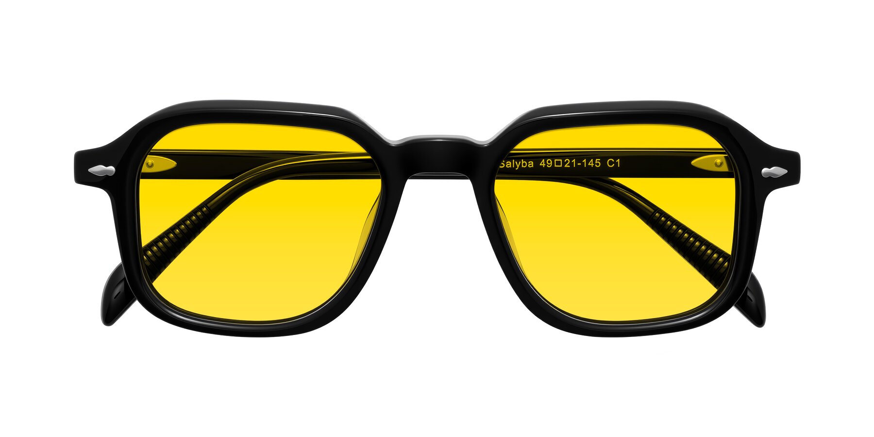 Folded Front of Salyba in Black with Yellow Tinted Lenses