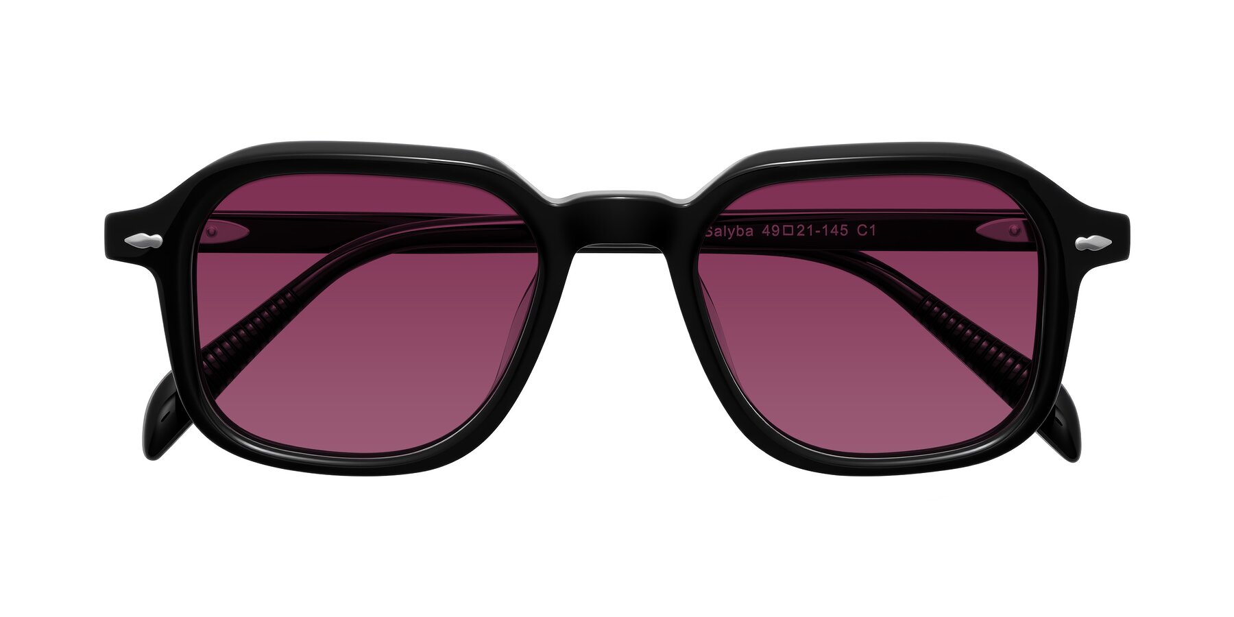 Folded Front of Salyba in Black with Wine Tinted Lenses