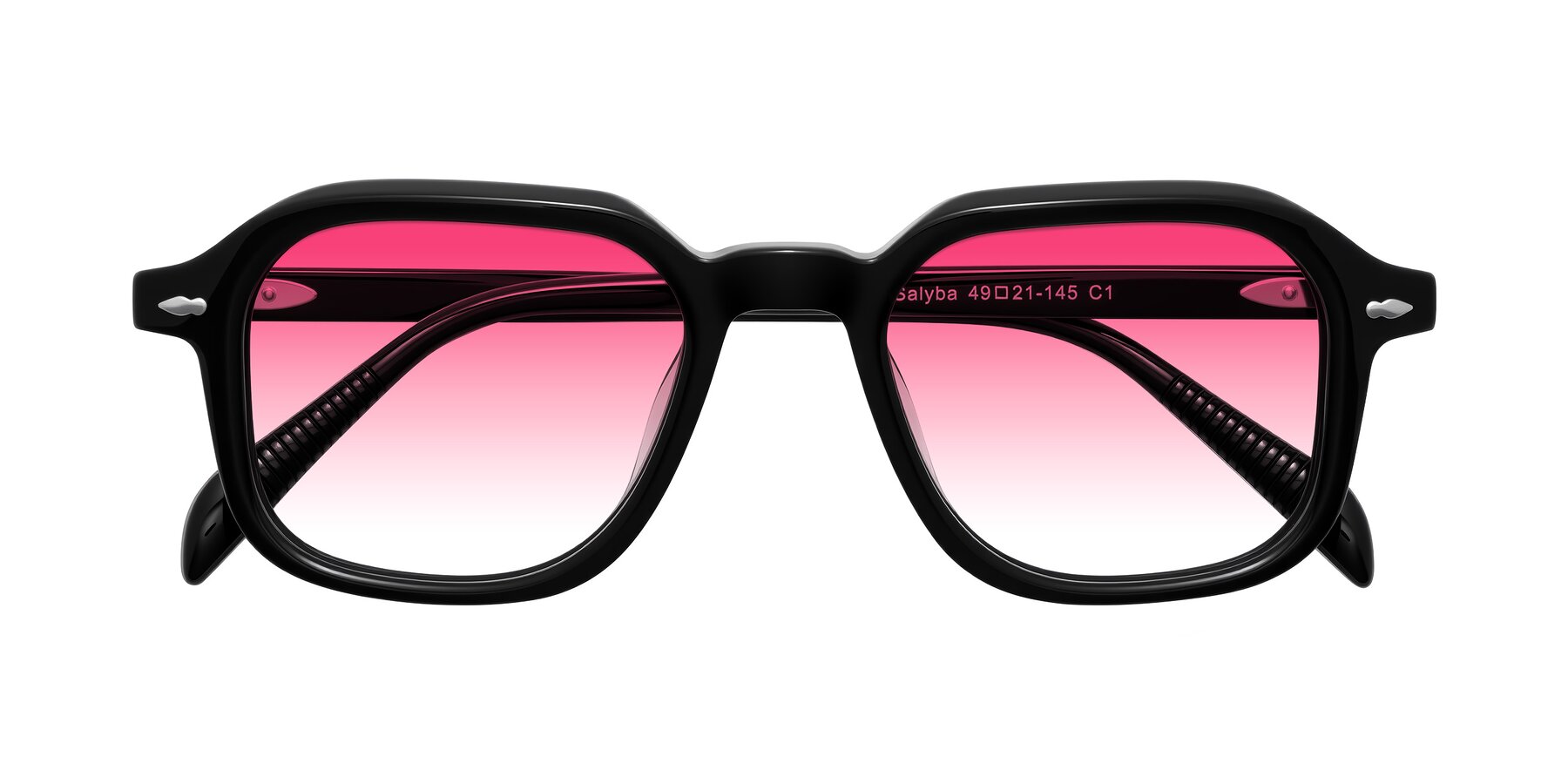 Folded Front of Salyba in Black with Pink Gradient Lenses