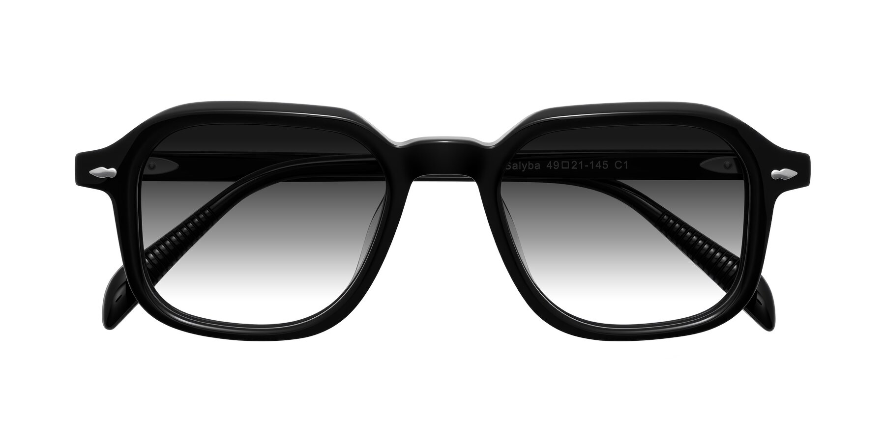 Folded Front of Salyba in Black with Gray Gradient Lenses