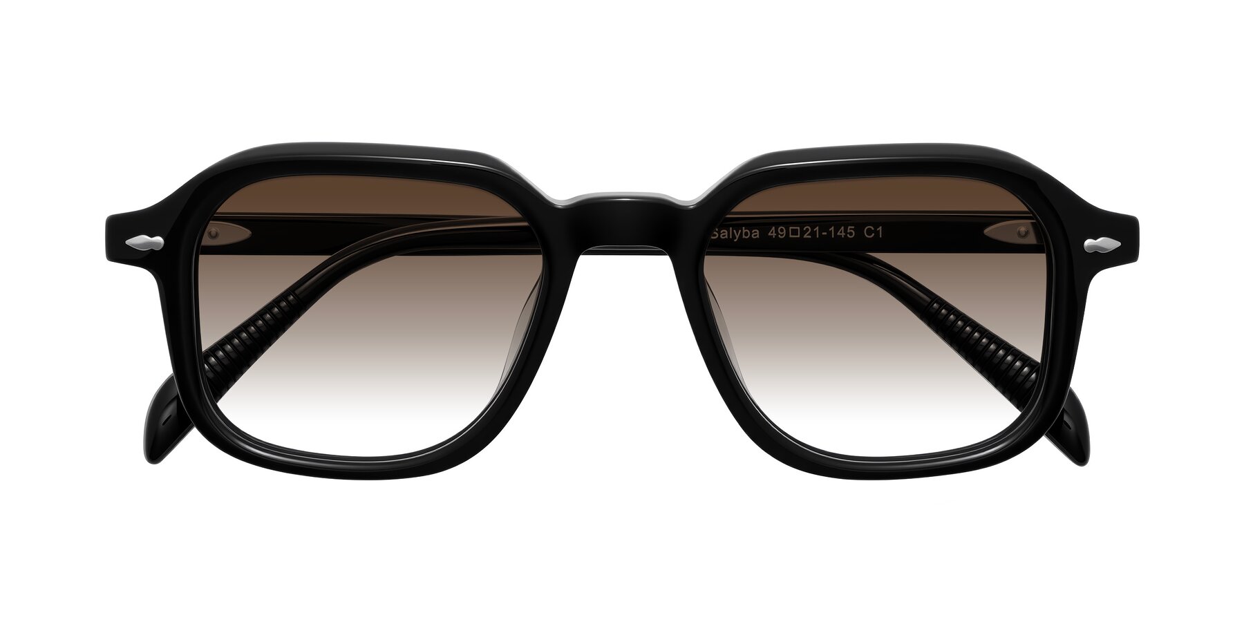 Folded Front of Salyba in Black with Brown Gradient Lenses