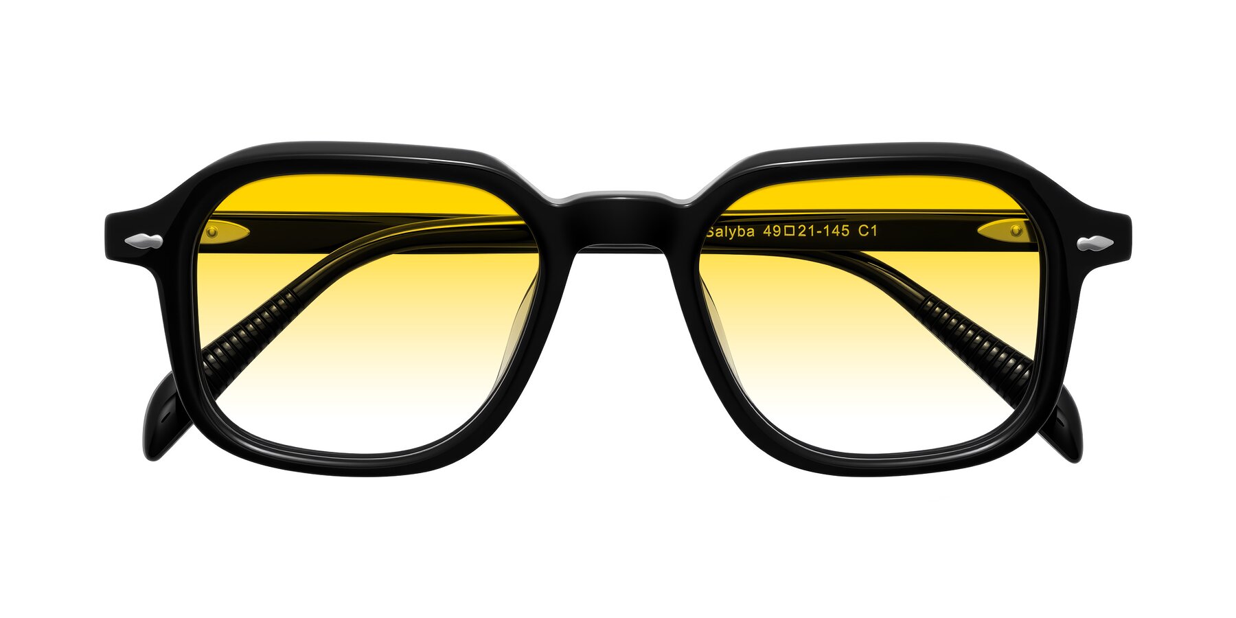 Folded Front of Salyba in Black with Yellow Gradient Lenses
