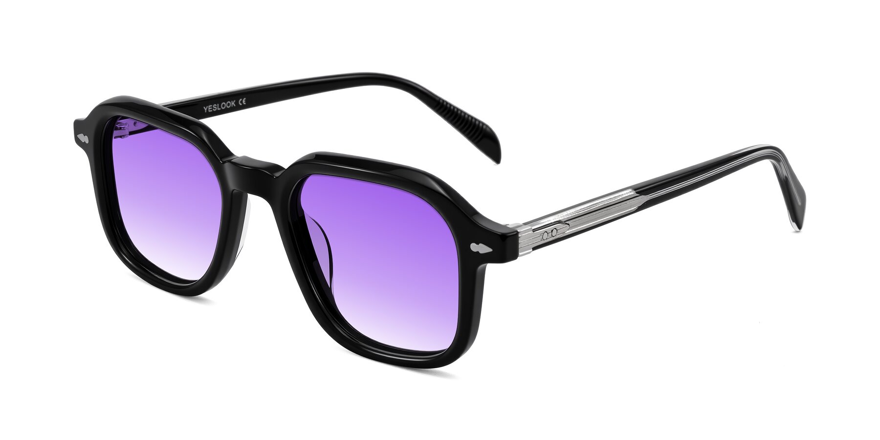 Angle of Salyba in Black with Purple Gradient Lenses