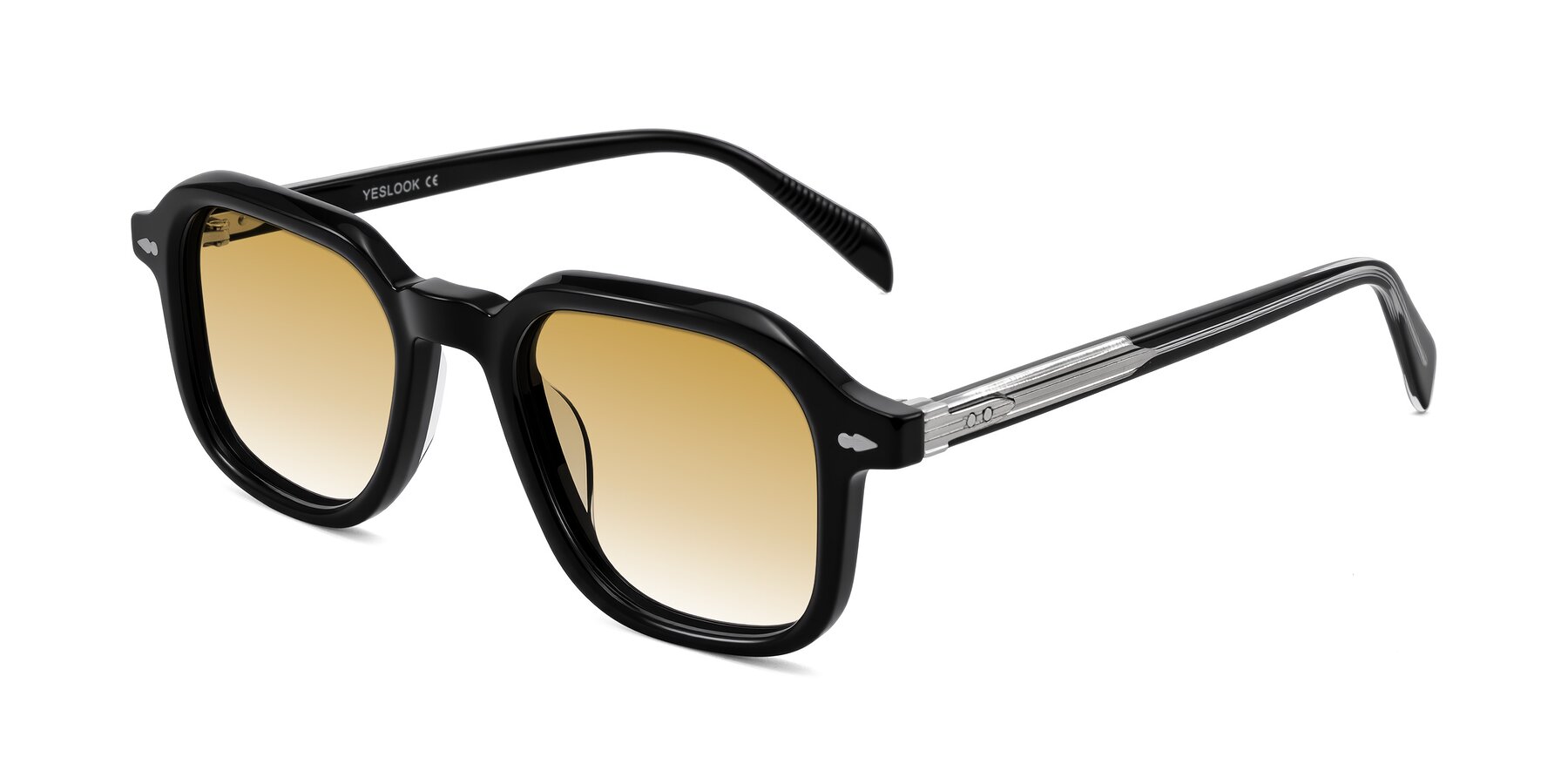 Angle of Salyba in Black with Champagne Gradient Lenses