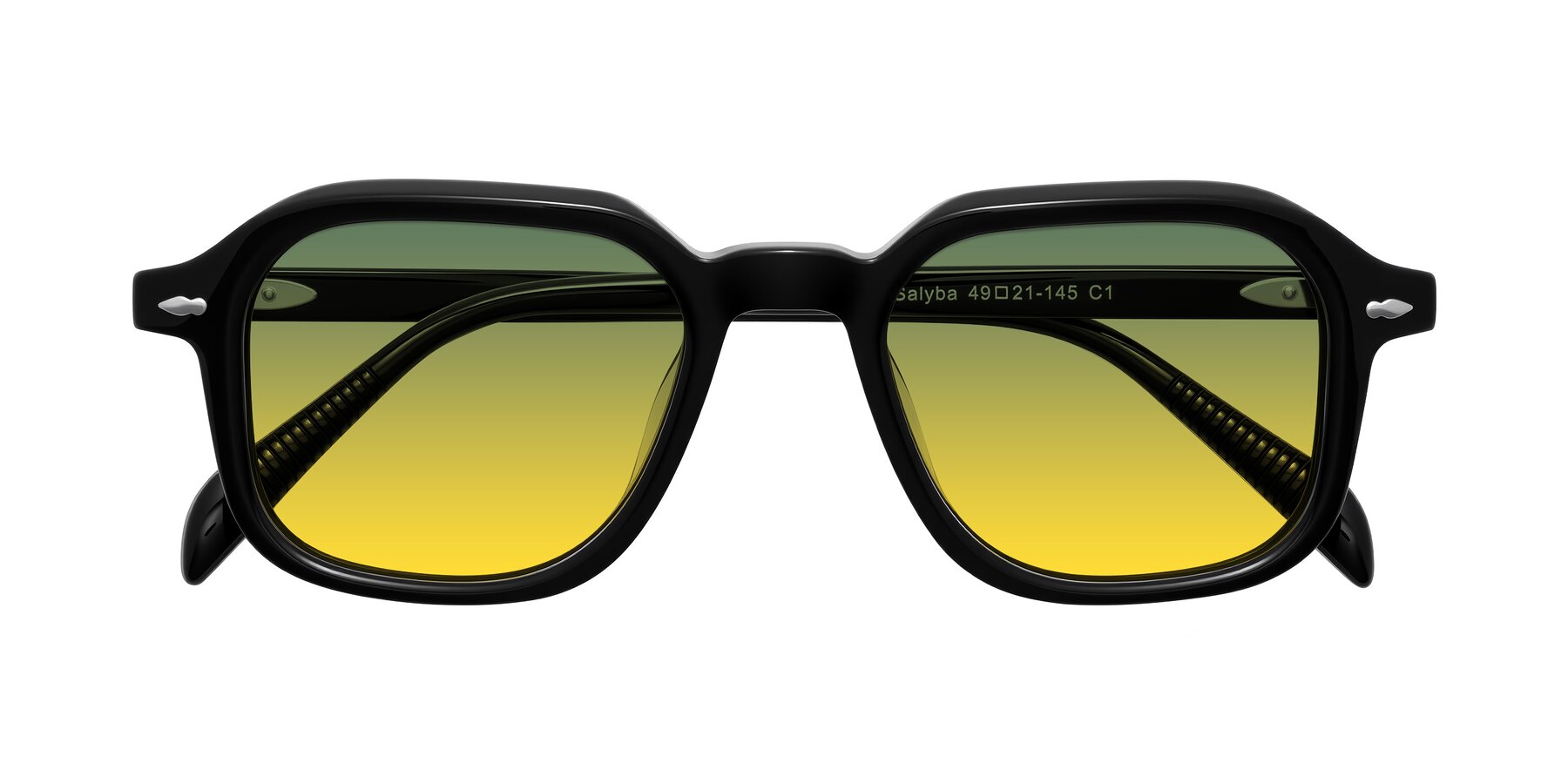 Folded Front of Salyba in Black with Green / Yellow Gradient Lenses