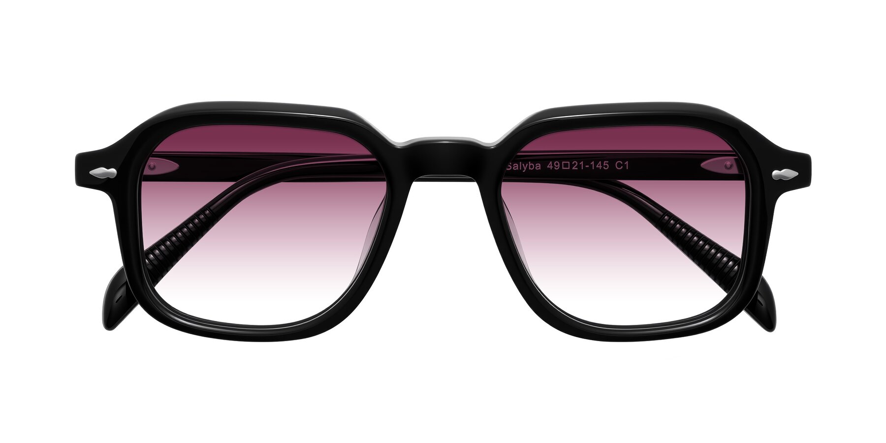 Folded Front of Salyba in Black with Wine Gradient Lenses