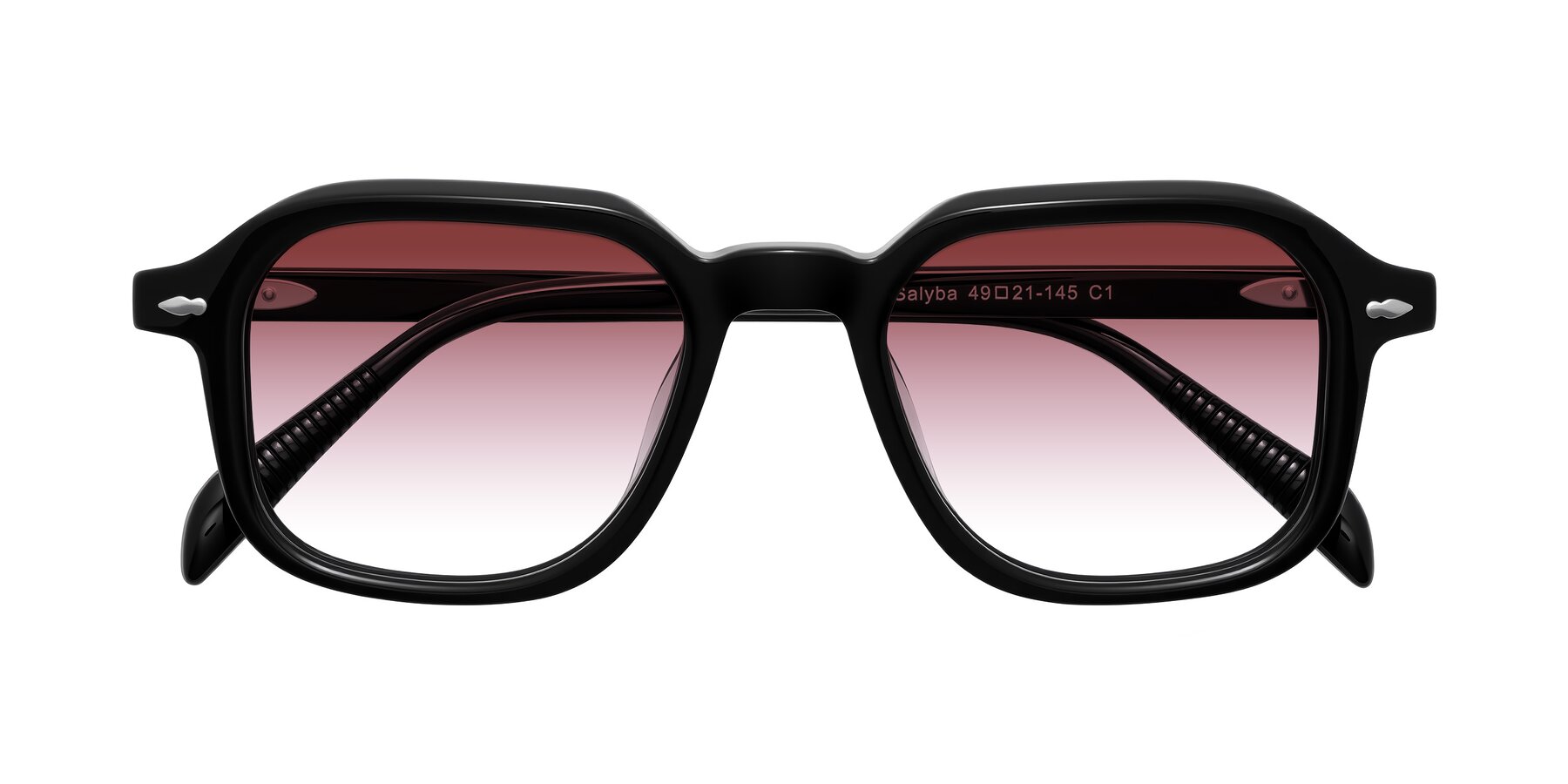 Folded Front of Salyba in Black with Garnet Gradient Lenses