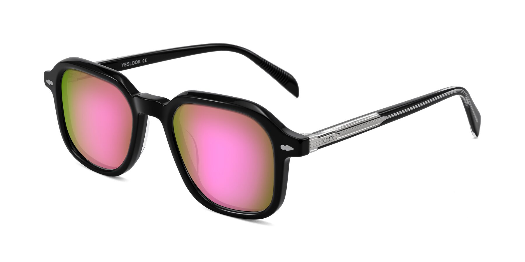 Angle of Salyba in Black with Pink Mirrored Lenses