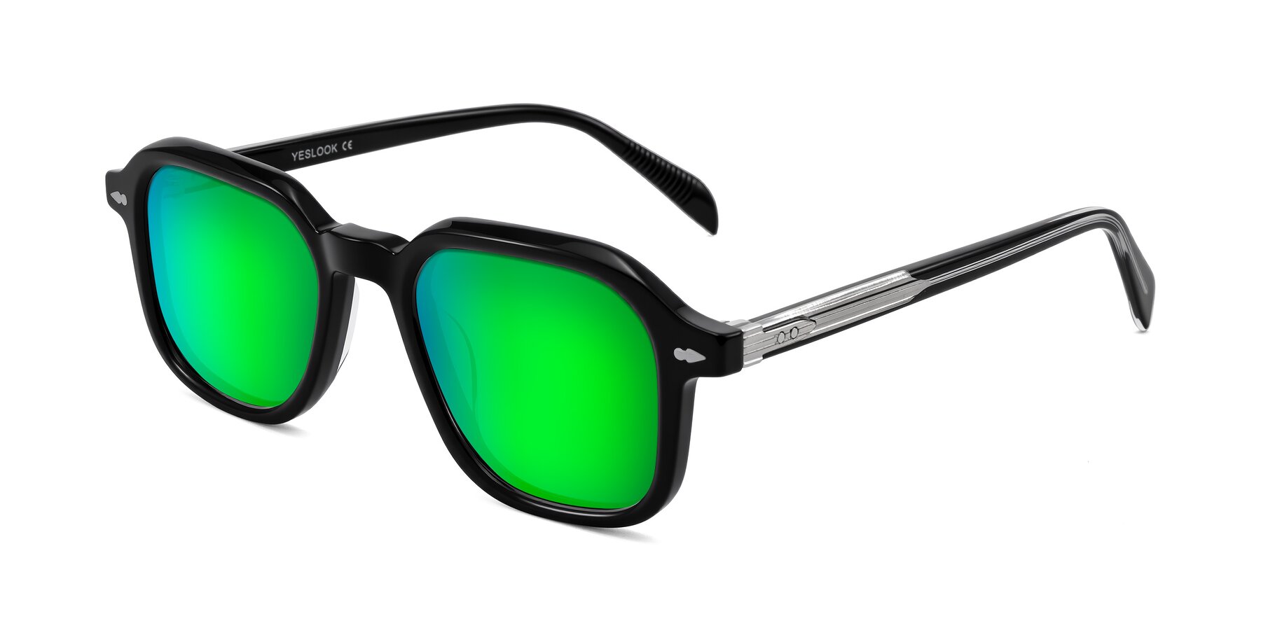 Angle of Salyba in Black with Green Mirrored Lenses