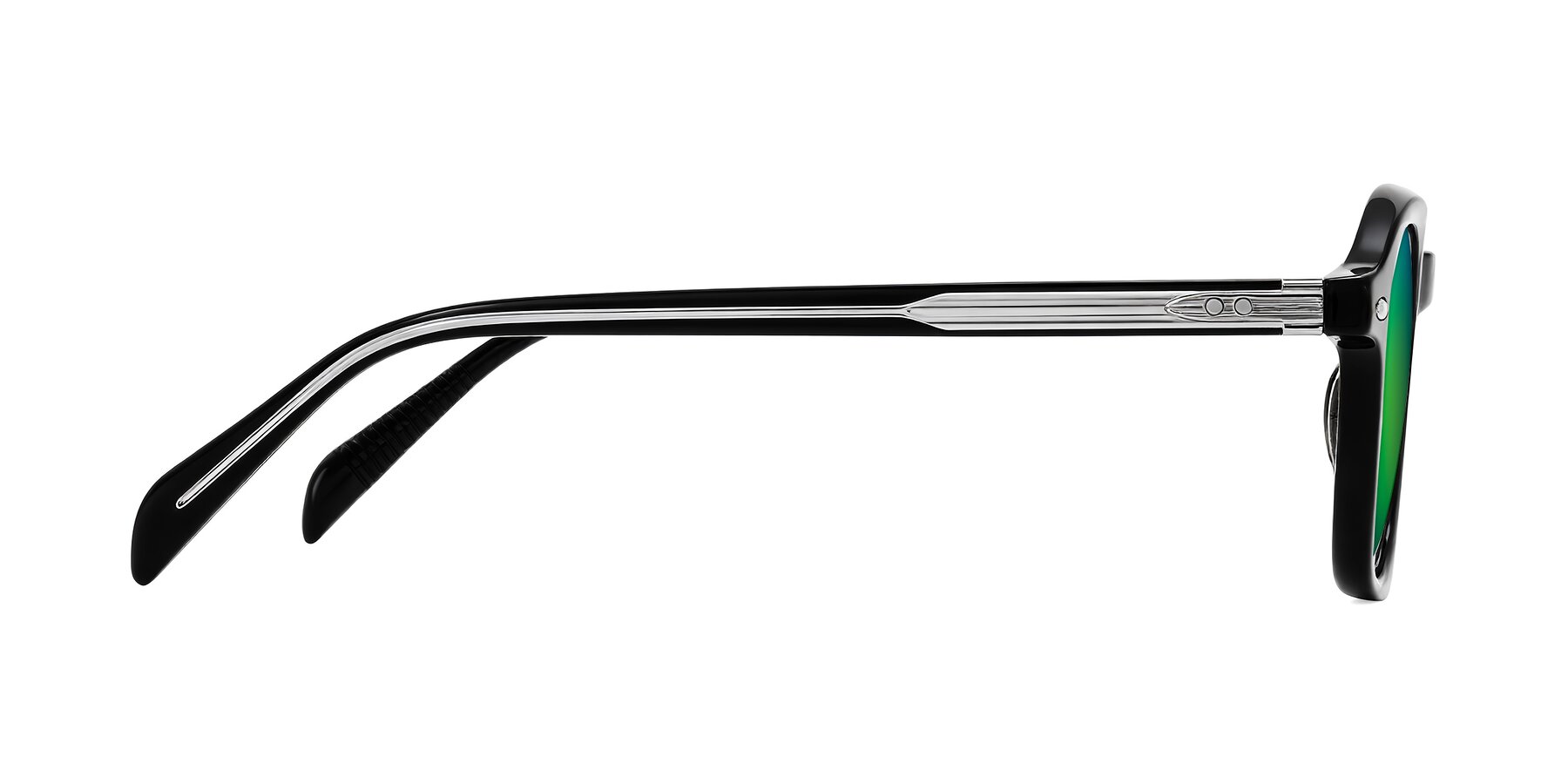 Side of Salyba in Black with Green Mirrored Lenses