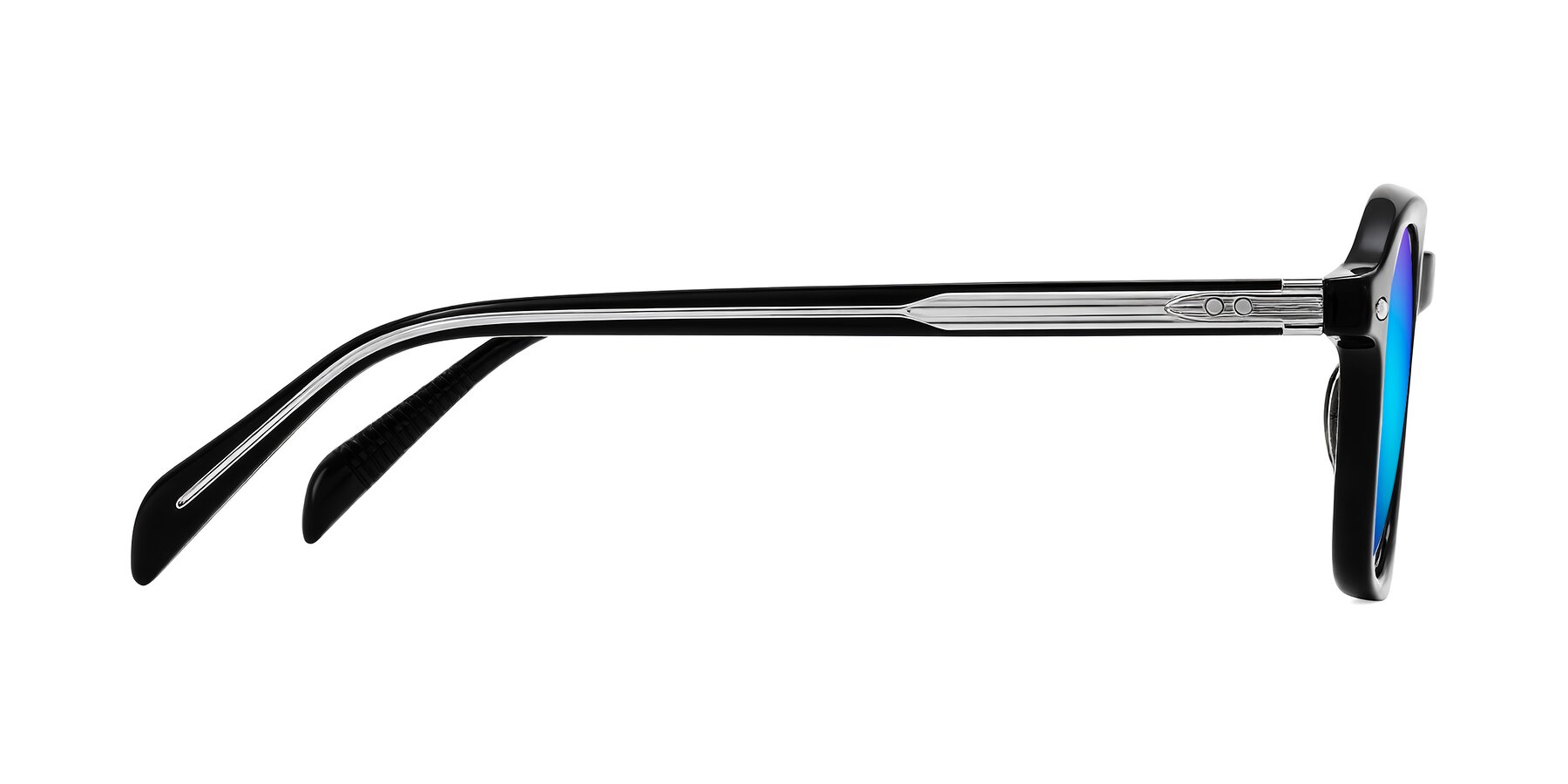 Side of Salyba in Black with Blue Mirrored Lenses