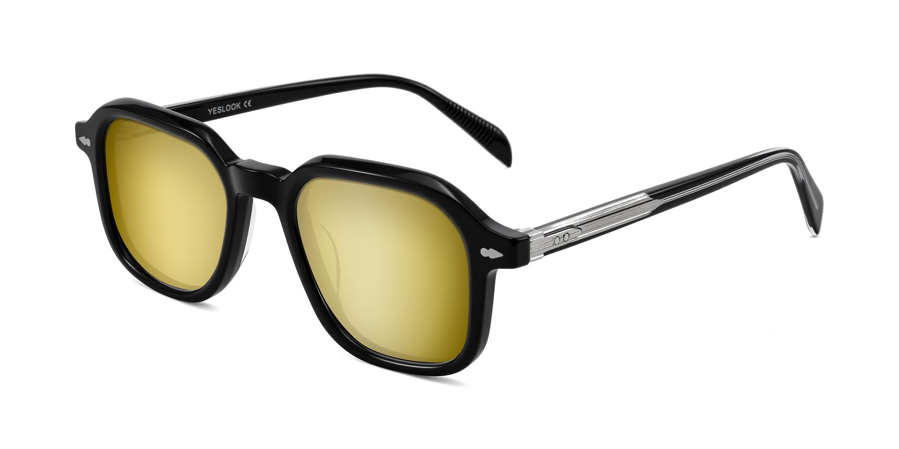 Angle of Salyba in Black with Gold Mirrored Lenses