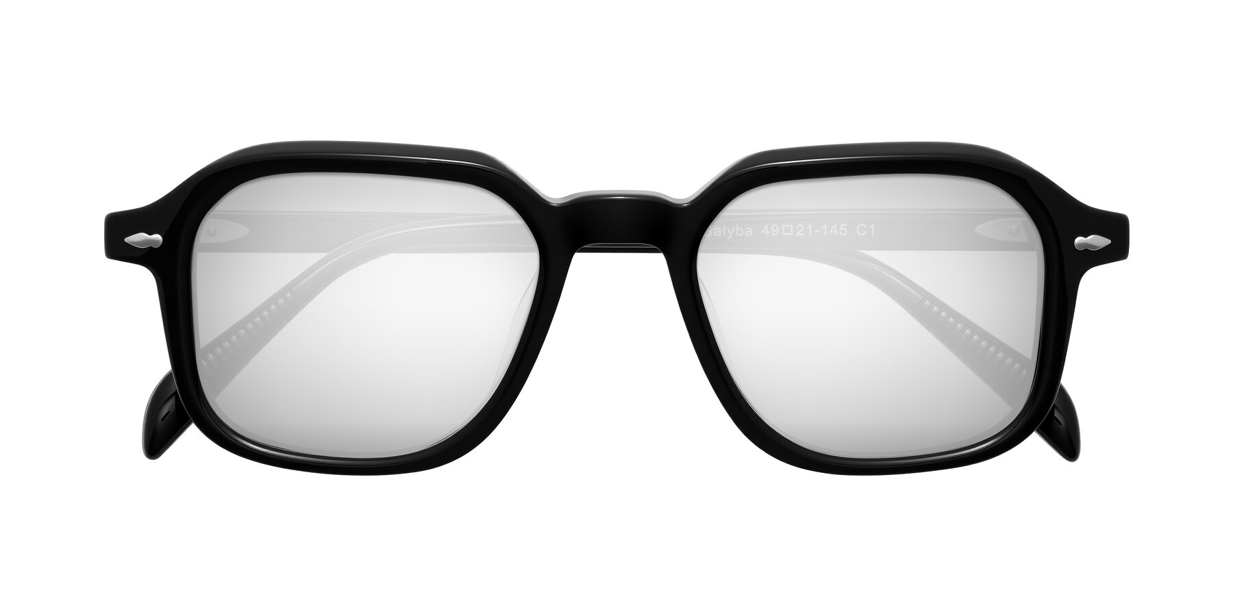 Folded Front of Salyba in Black with Silver Mirrored Lenses