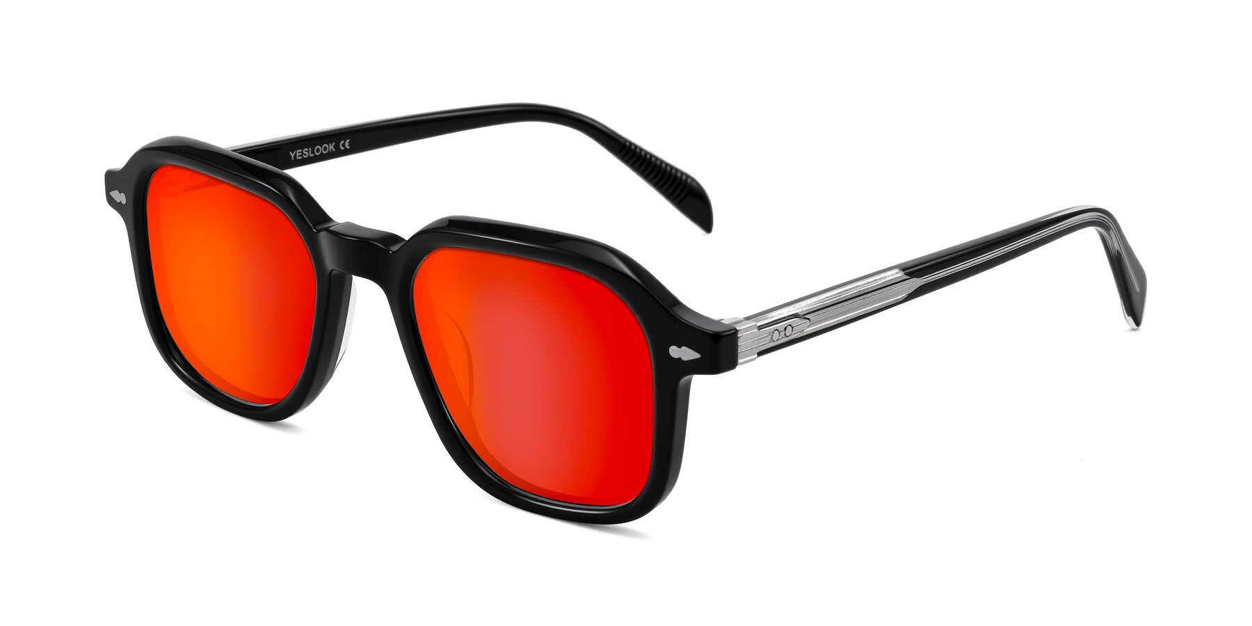 Angle of Salyba in Black with Red Gold Mirrored Lenses