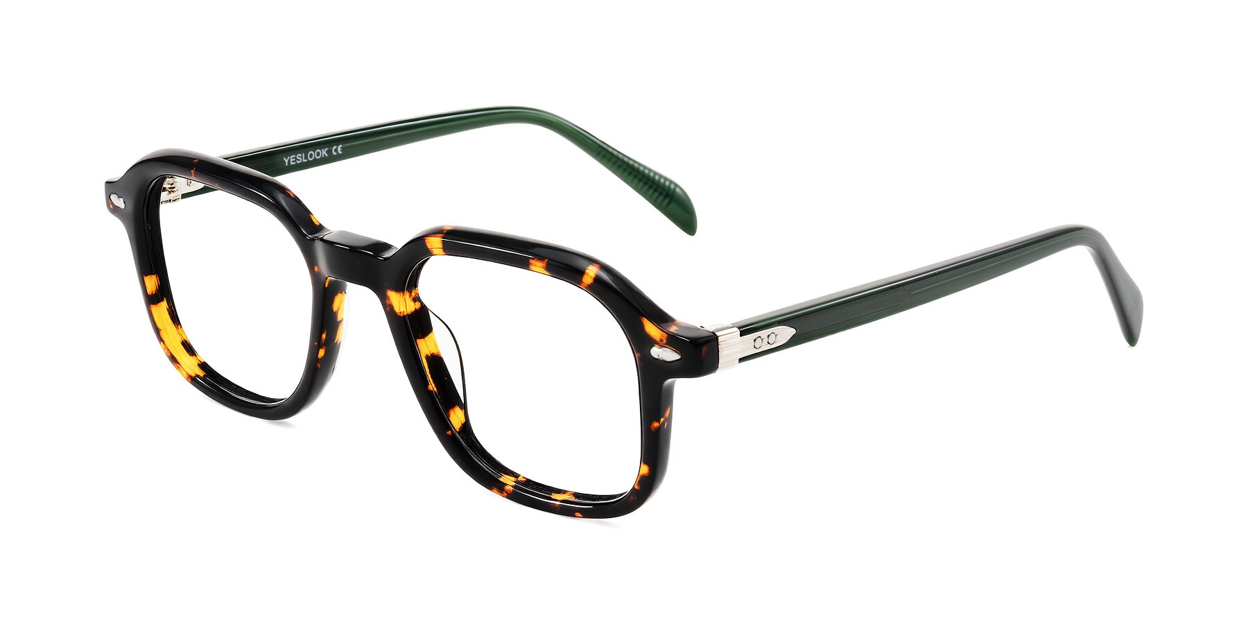 Angle of Salyba in Tortoise/Green with Clear Blue Light Blocking Lenses