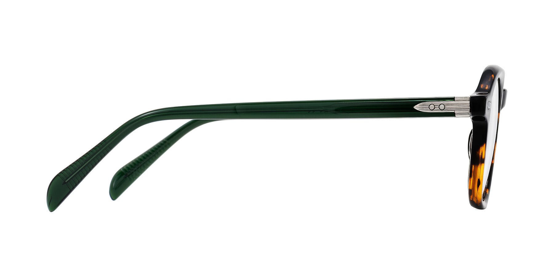 Side of Salyba in Tortoise/Green with Clear Blue Light Blocking Lenses