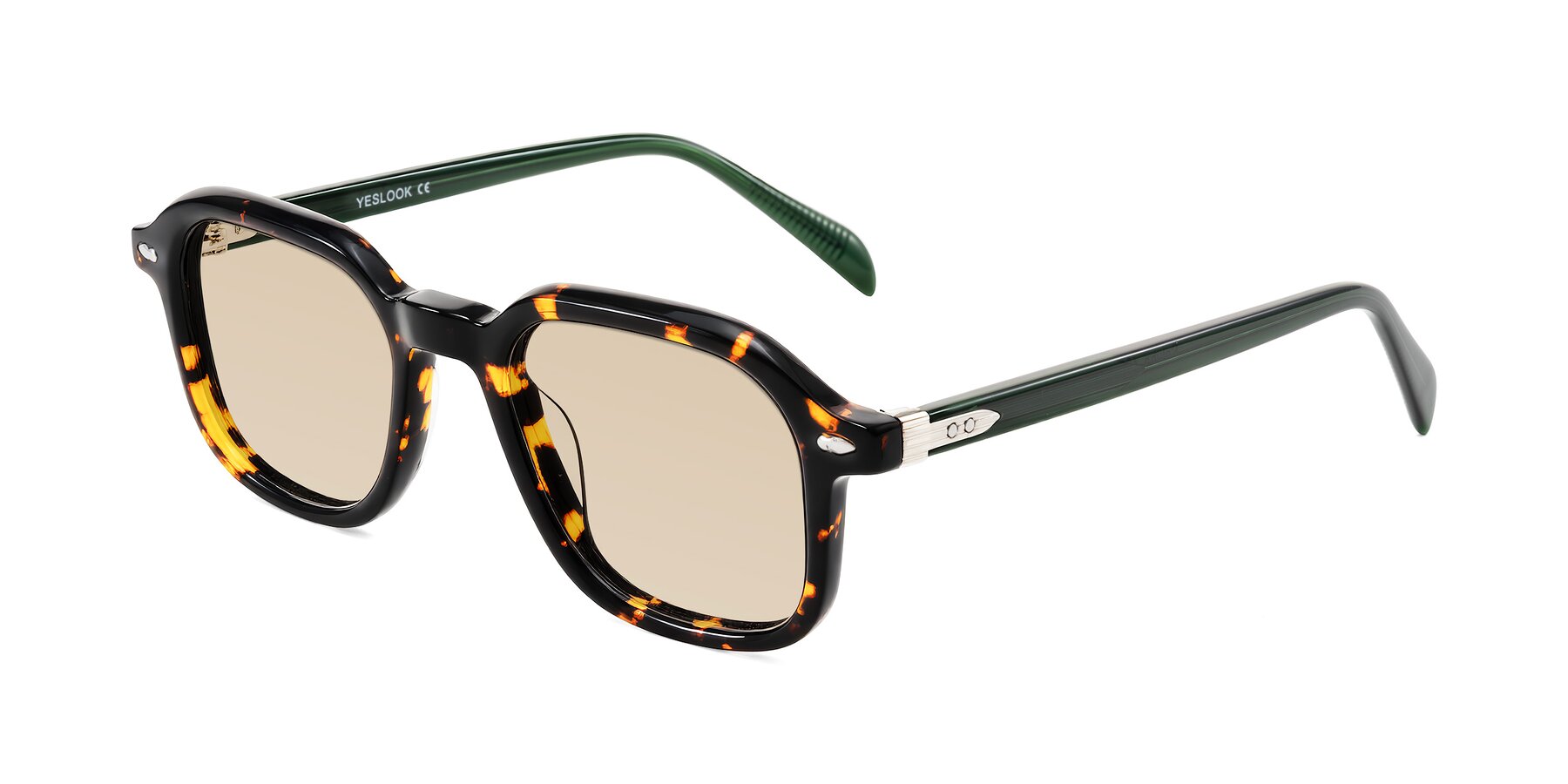 Angle of Salyba in Tortoise/Green with Light Brown Tinted Lenses
