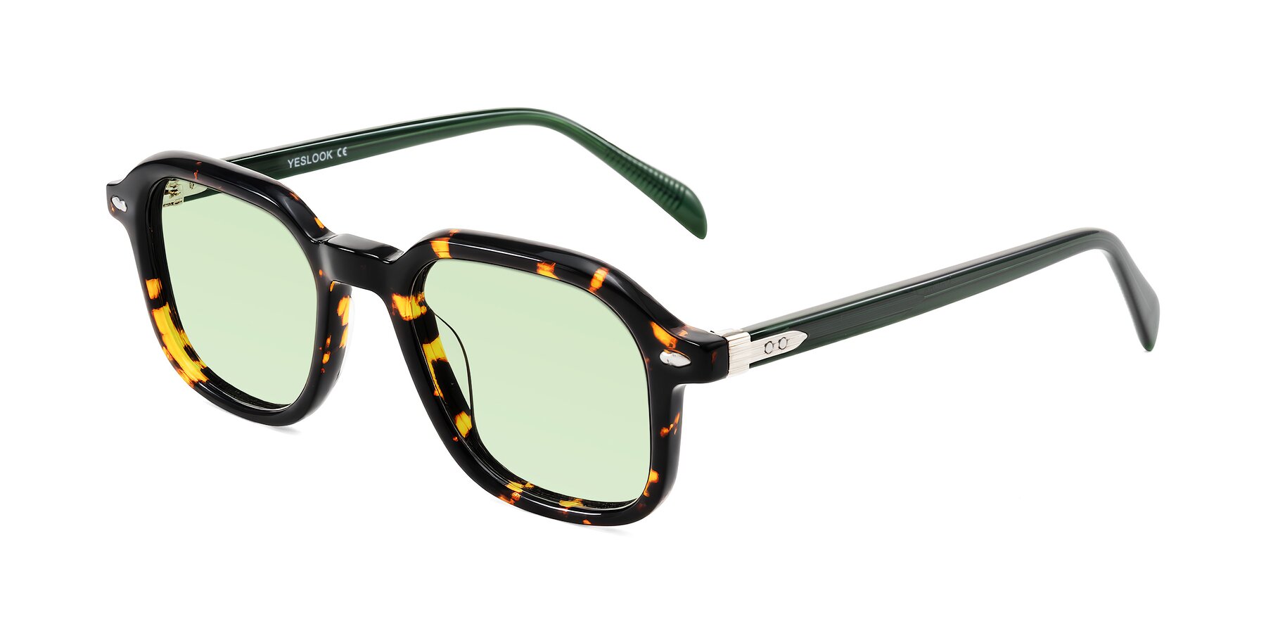 Angle of Salyba in Tortoise/Green with Light Green Tinted Lenses