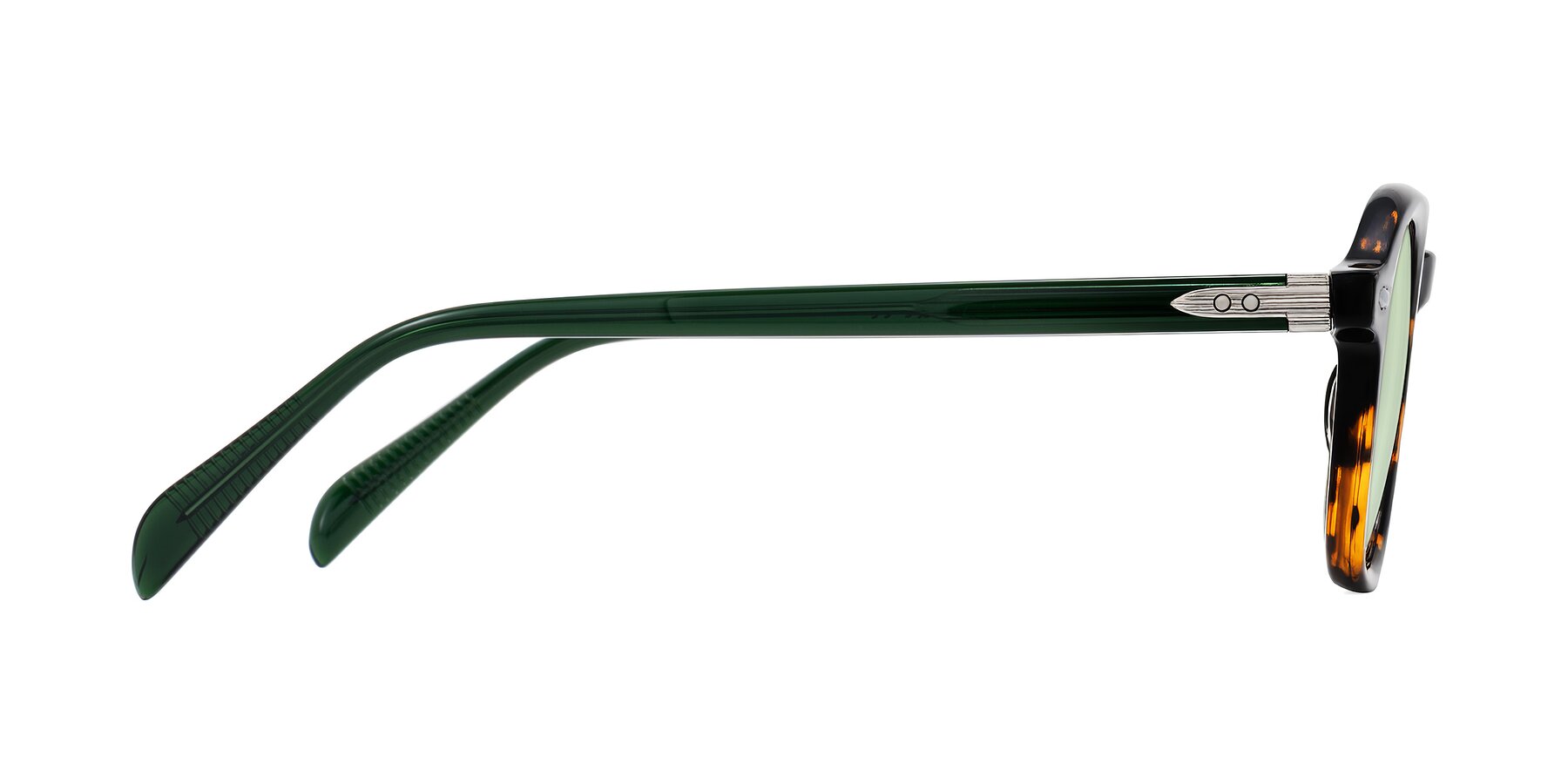 Side of Salyba in Tortoise/Green with Light Green Tinted Lenses