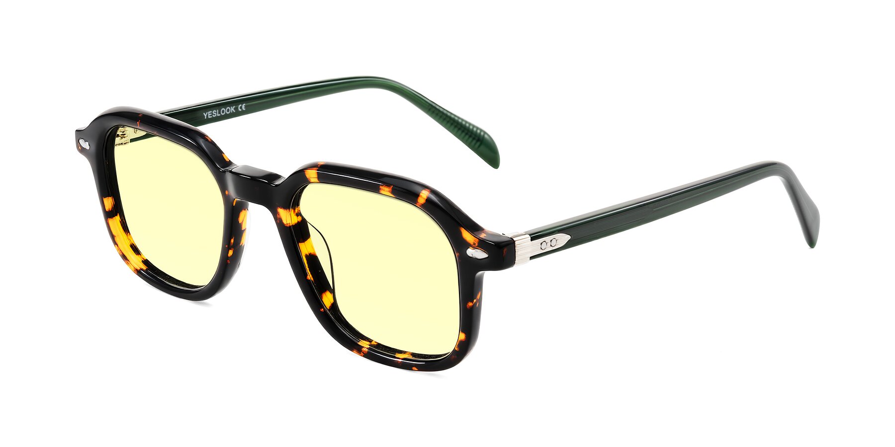 Angle of Salyba in Tortoise/Green with Light Yellow Tinted Lenses