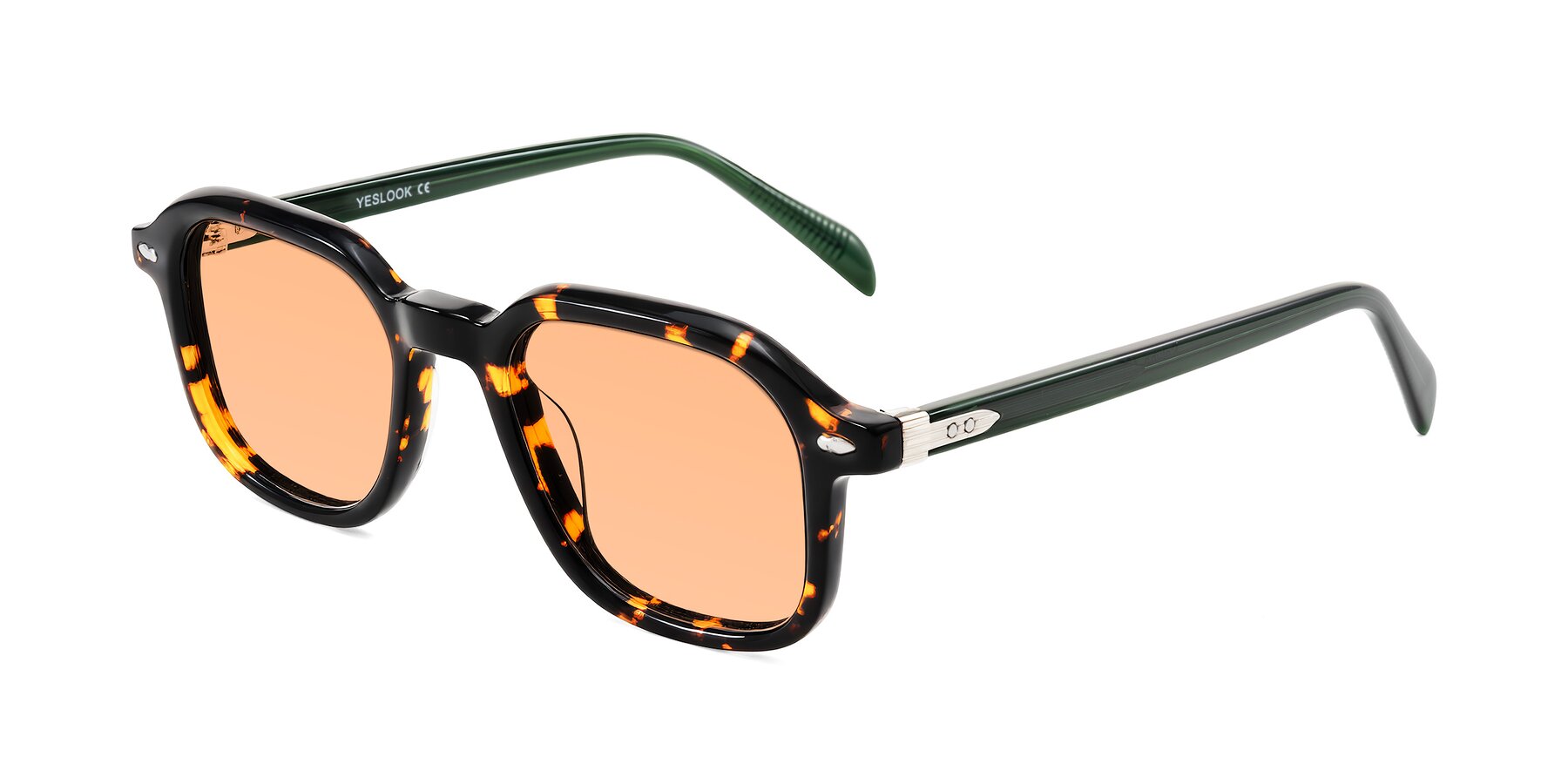 Angle of Salyba in Tortoise/Green with Light Orange Tinted Lenses