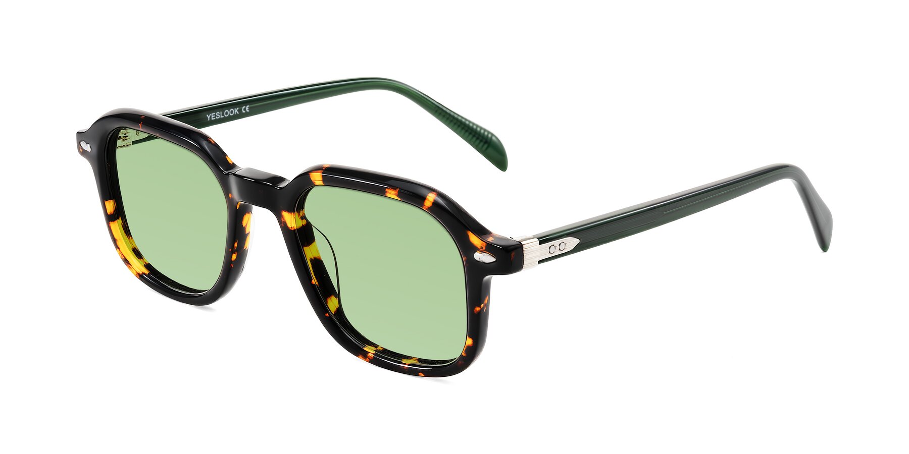Angle of Salyba in Tortoise/Green with Medium Green Tinted Lenses