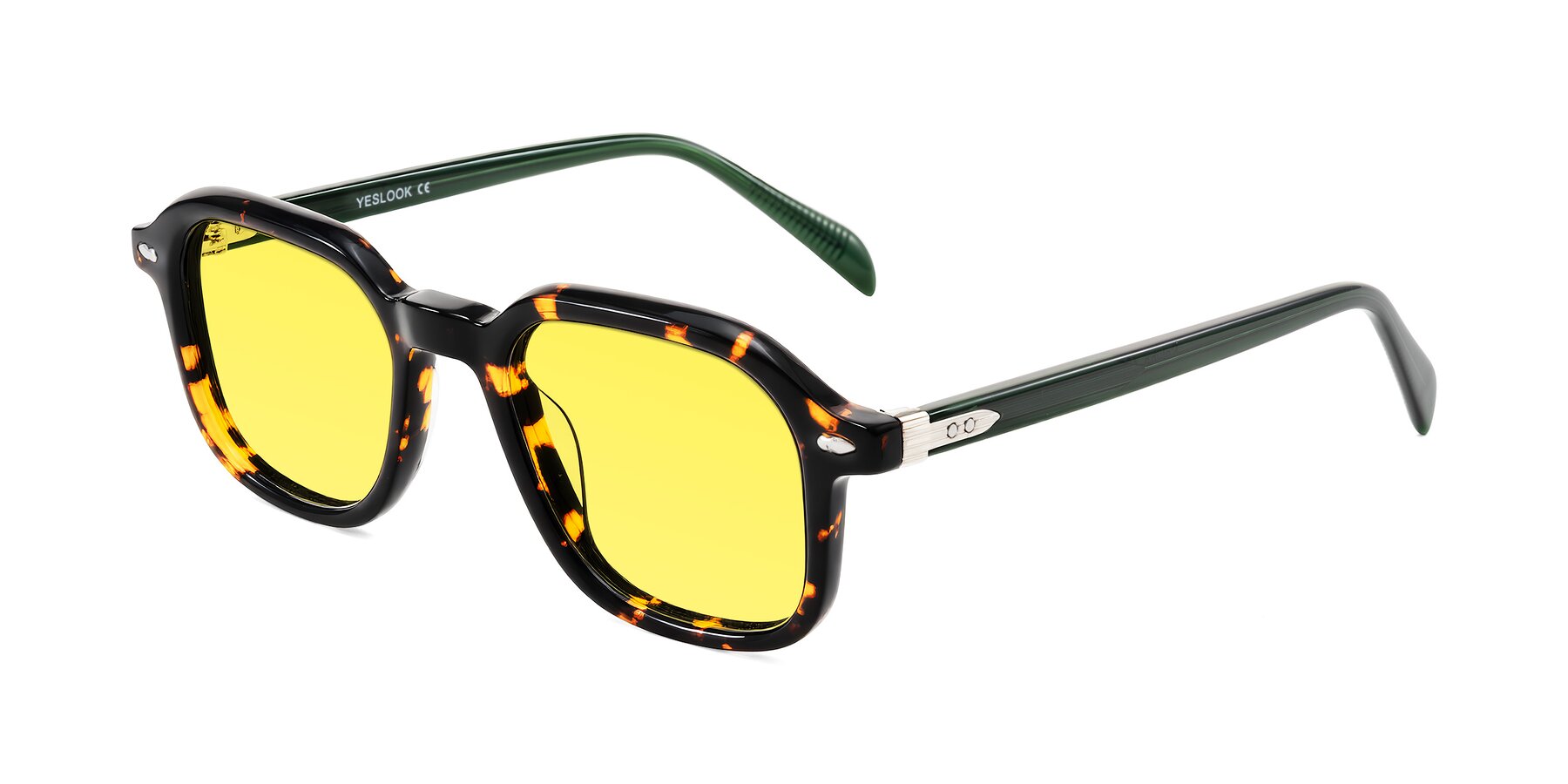 Angle of Salyba in Tortoise/Green with Medium Yellow Tinted Lenses