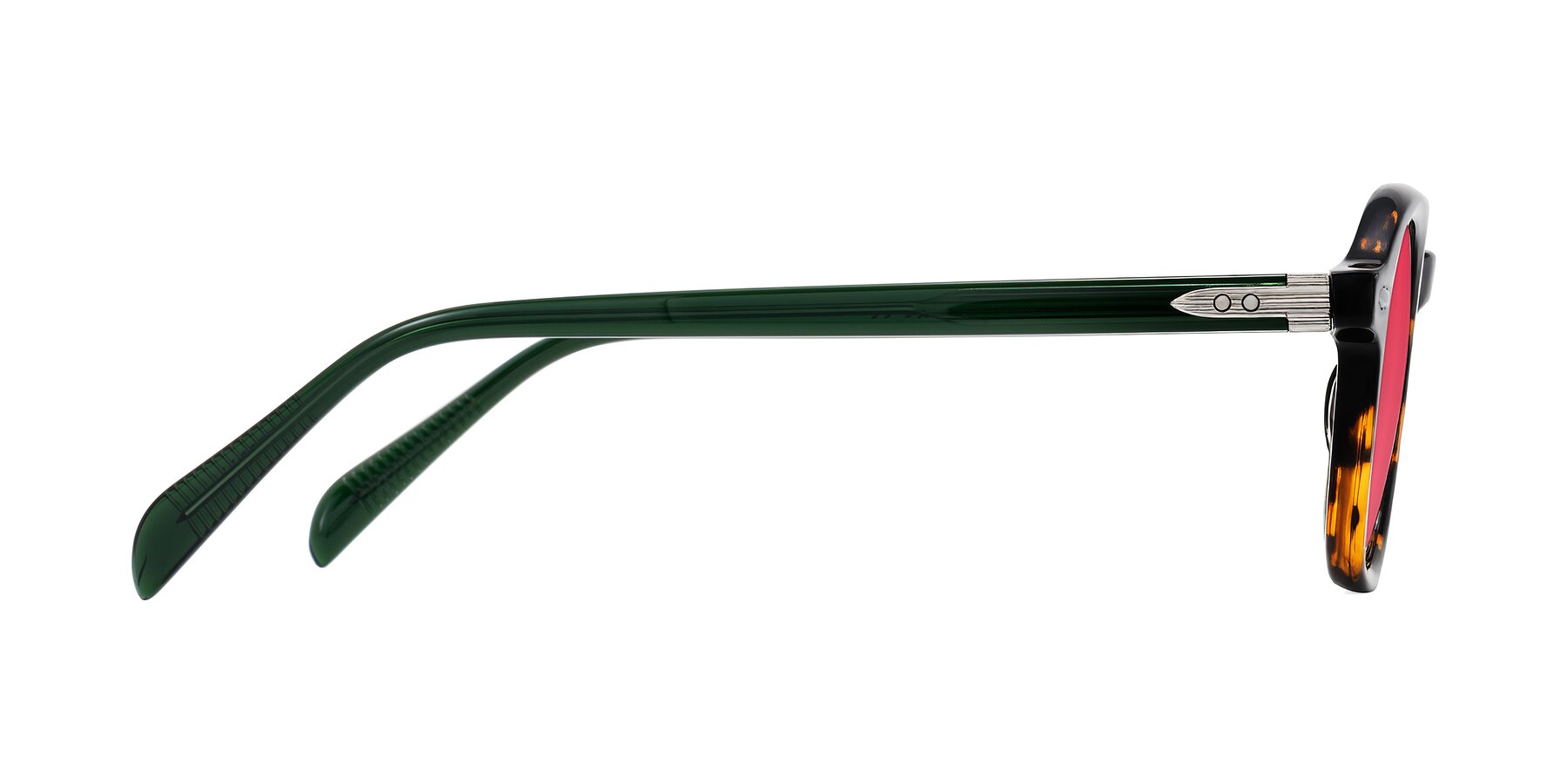 Side of Salyba in Tortoise/Green with Red Tinted Lenses