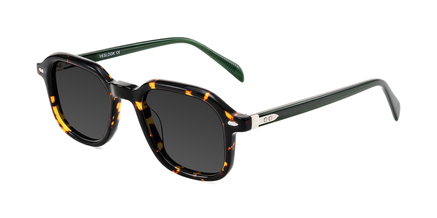 Angle of Salyba in Tortoise/Green with Gray Tinted Lenses