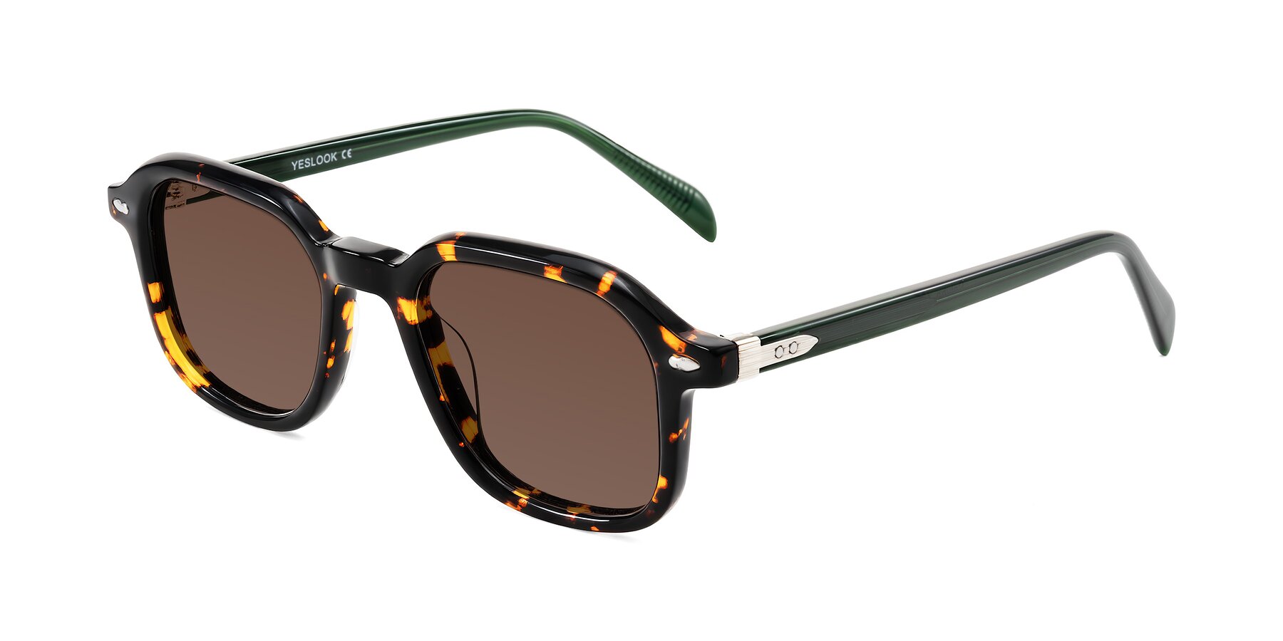 Angle of Salyba in Tortoise/Green with Brown Tinted Lenses