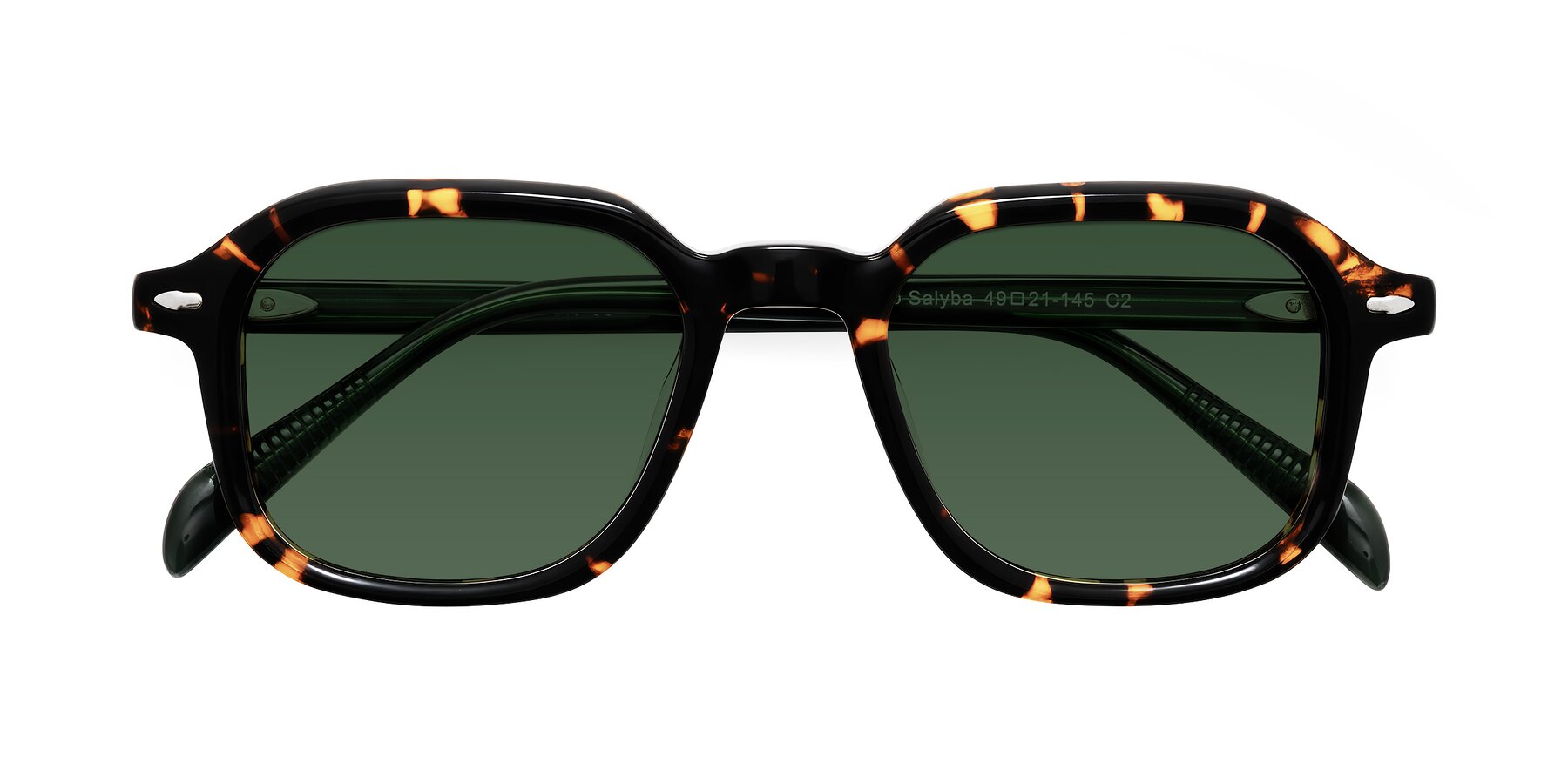 Folded Front of Salyba in Tortoise/Green with Green Tinted Lenses