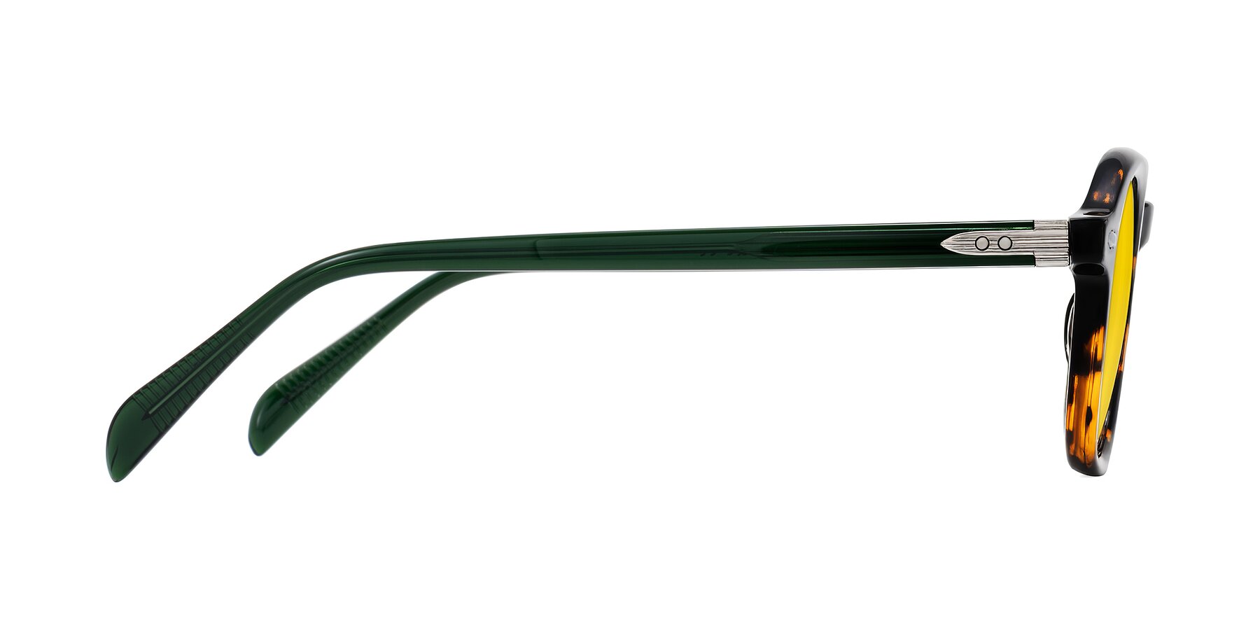 Side of Salyba in Tortoise/Green with Yellow Tinted Lenses