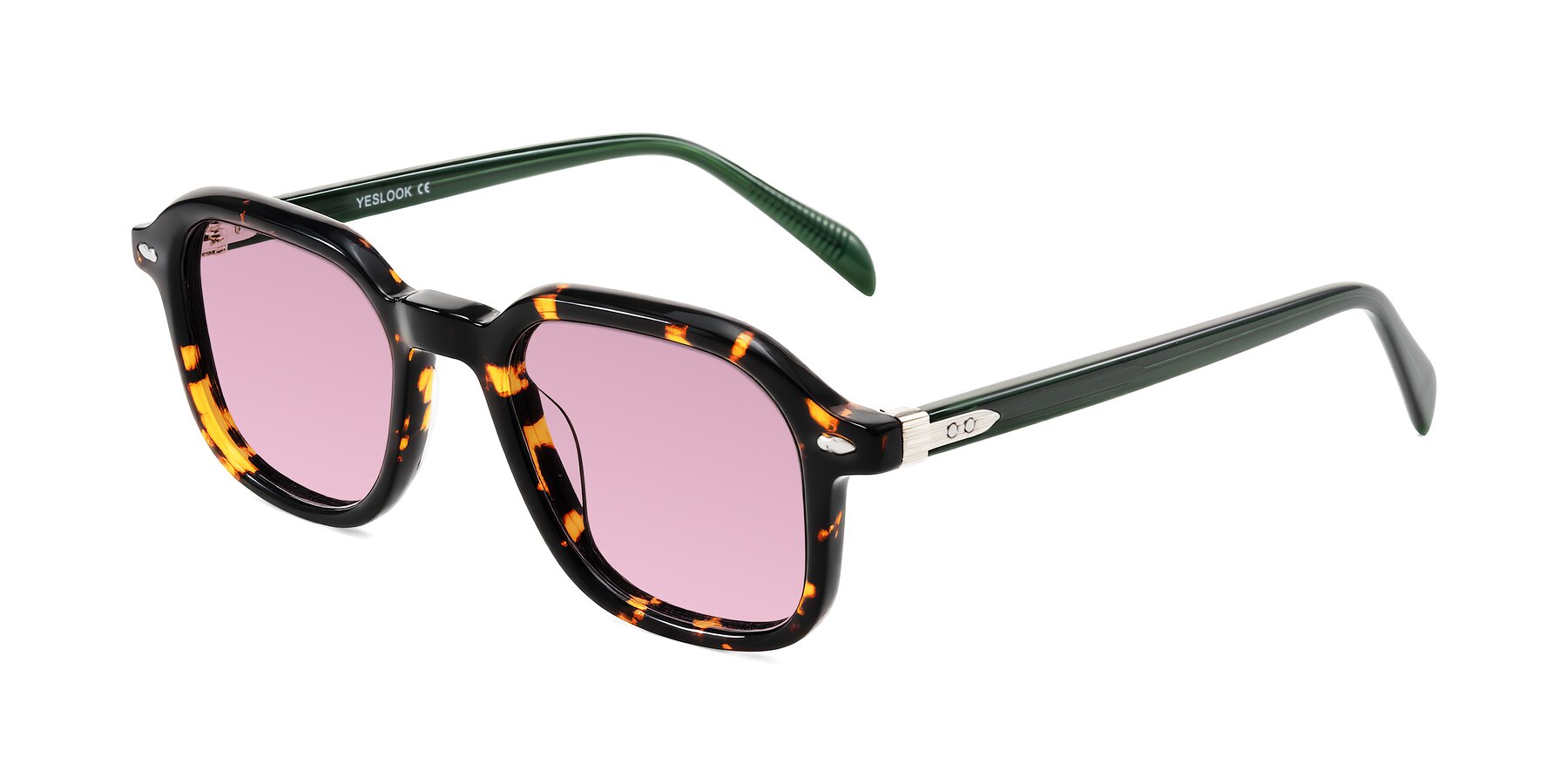 Angle of Salyba in Tortoise/Green with Light Wine Tinted Lenses