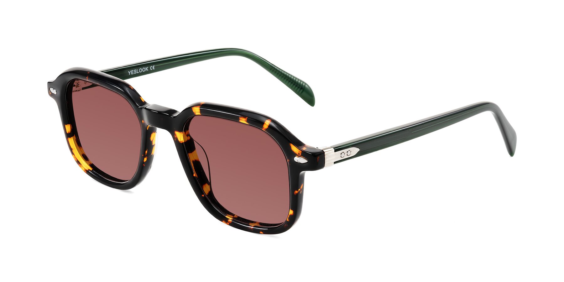 Angle of Salyba in Tortoise/Green with Garnet Tinted Lenses