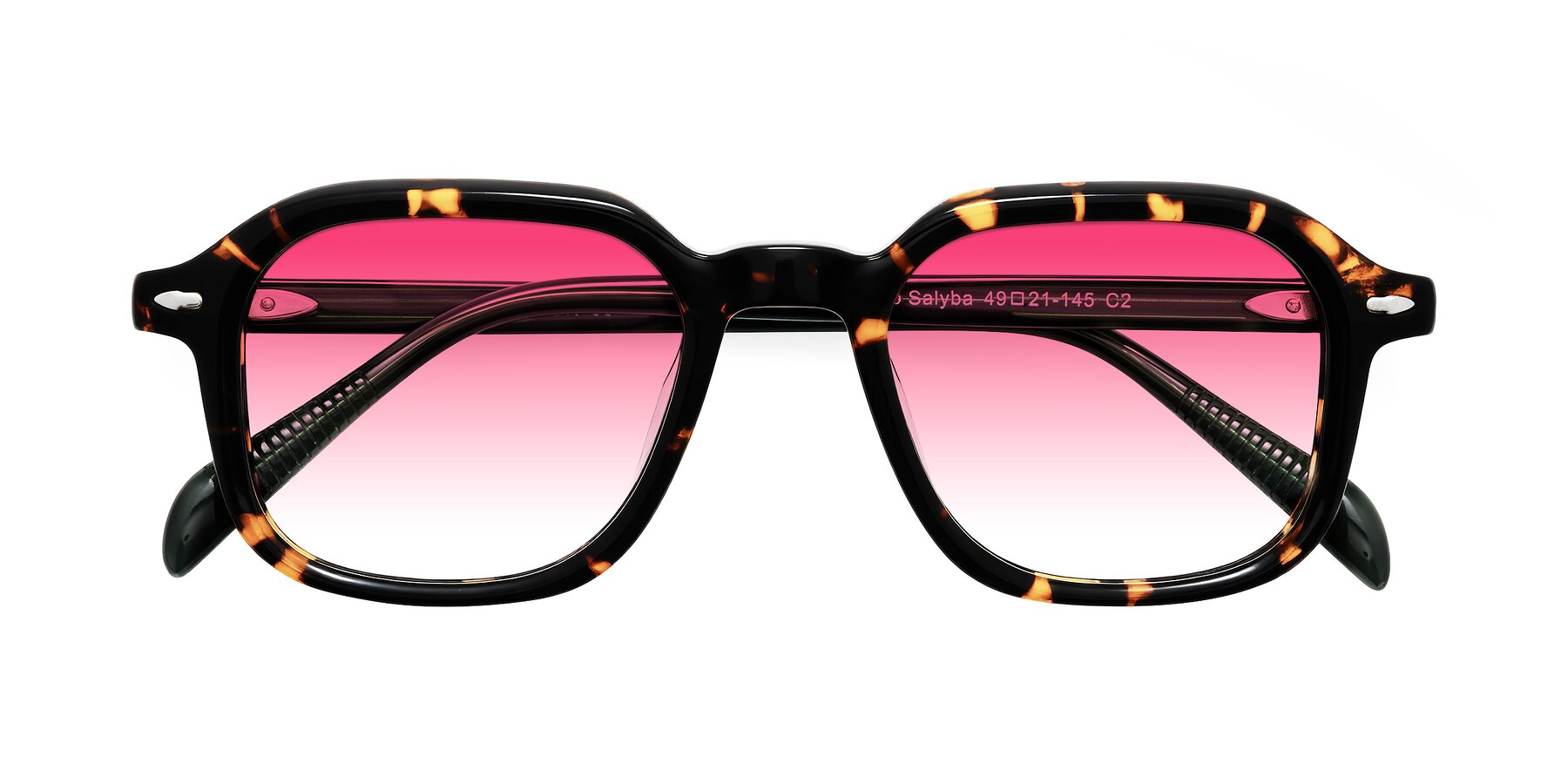 Folded Front of Salyba in Tortoise/Green with Pink Gradient Lenses