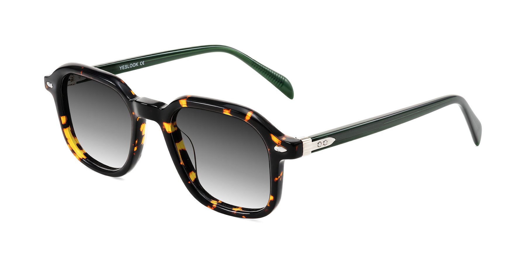 Angle of Salyba in Tortoise/Green with Gray Gradient Lenses