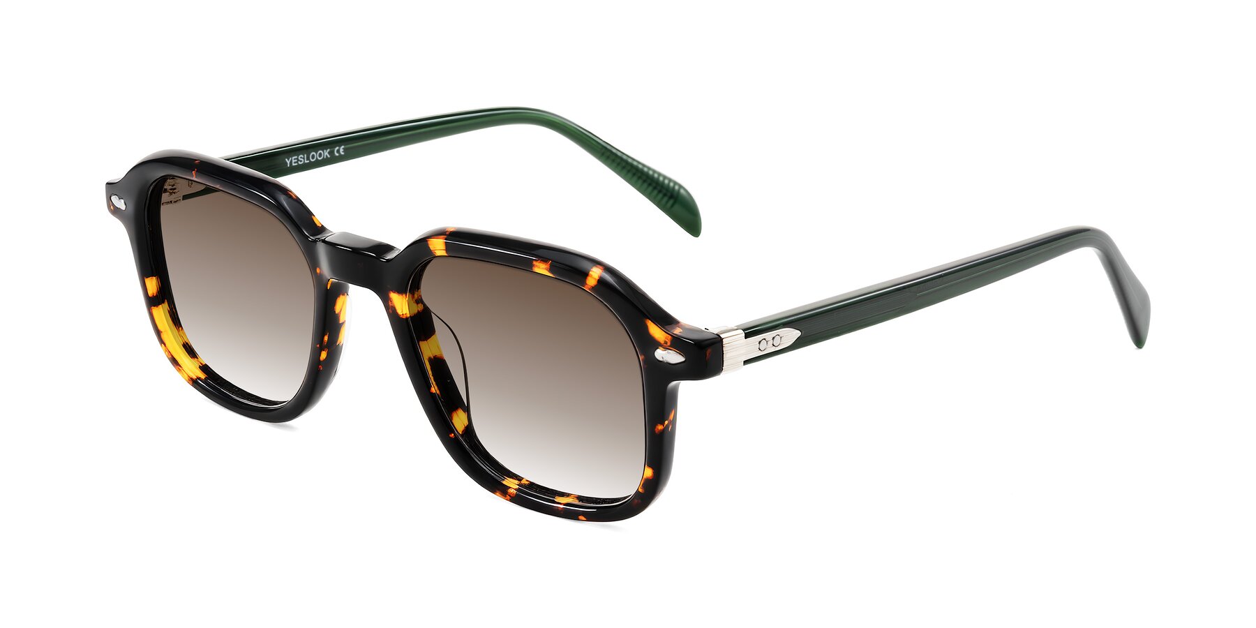 Angle of Salyba in Tortoise/Green with Brown Gradient Lenses