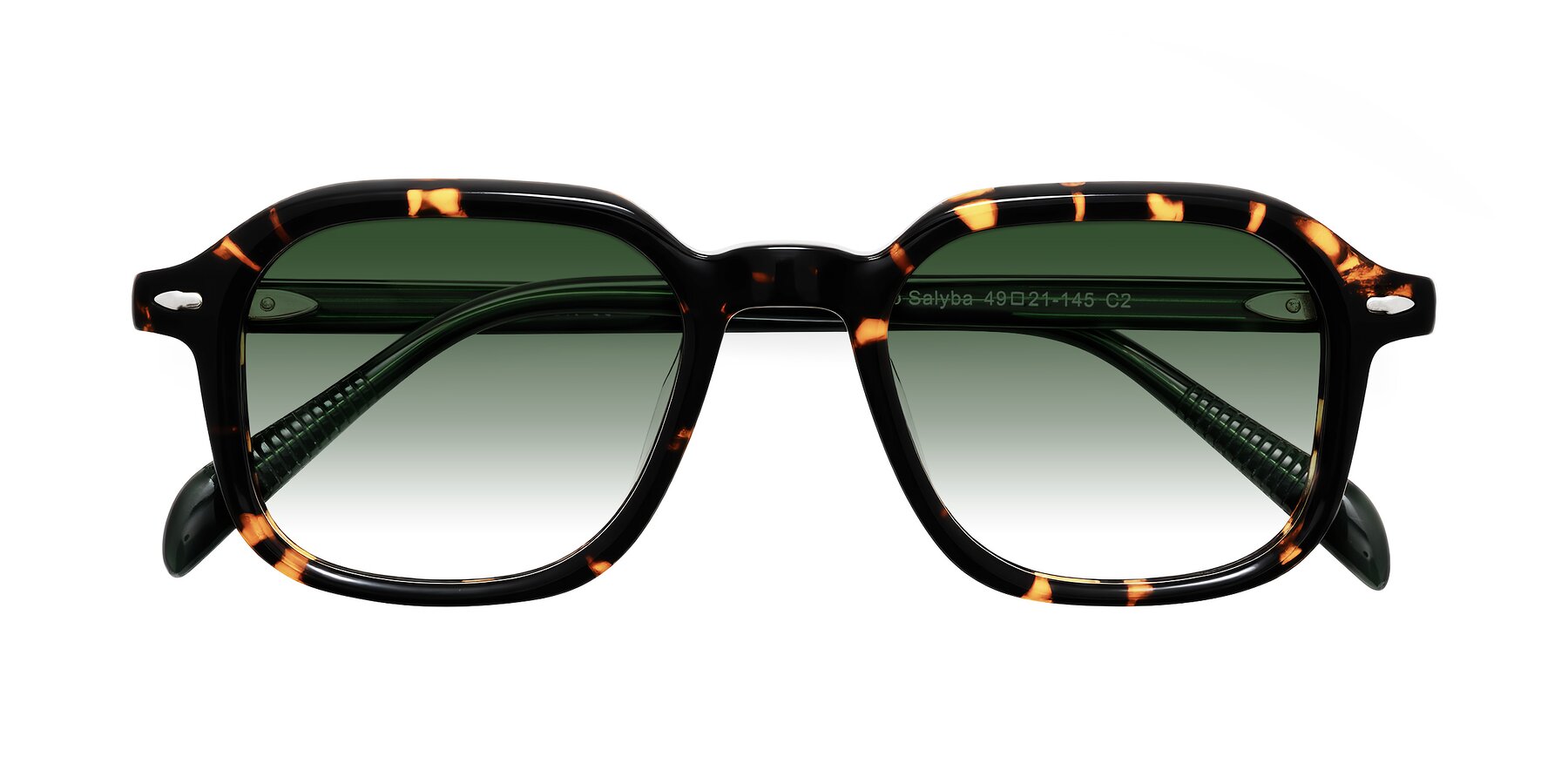 Folded Front of Salyba in Tortoise/Green with Green Gradient Lenses