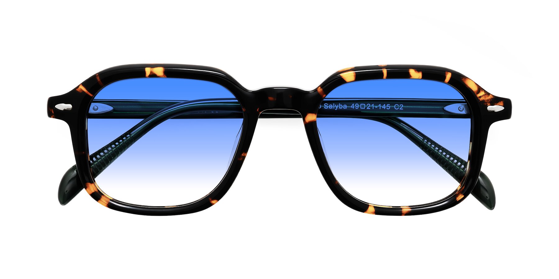 Folded Front of Salyba in Tortoise/Green with Blue Gradient Lenses
