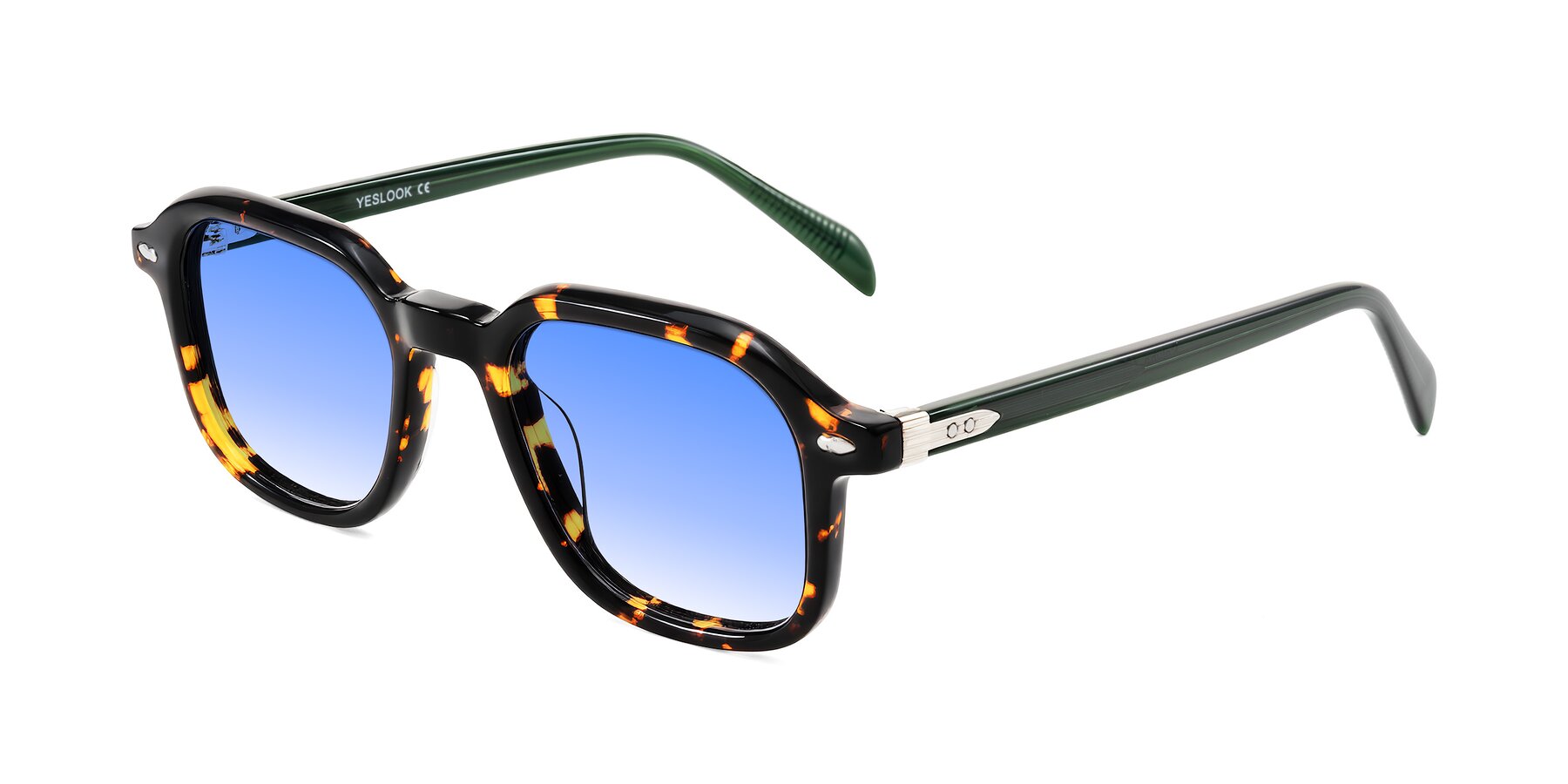 Angle of Salyba in Tortoise/Green with Blue Gradient Lenses