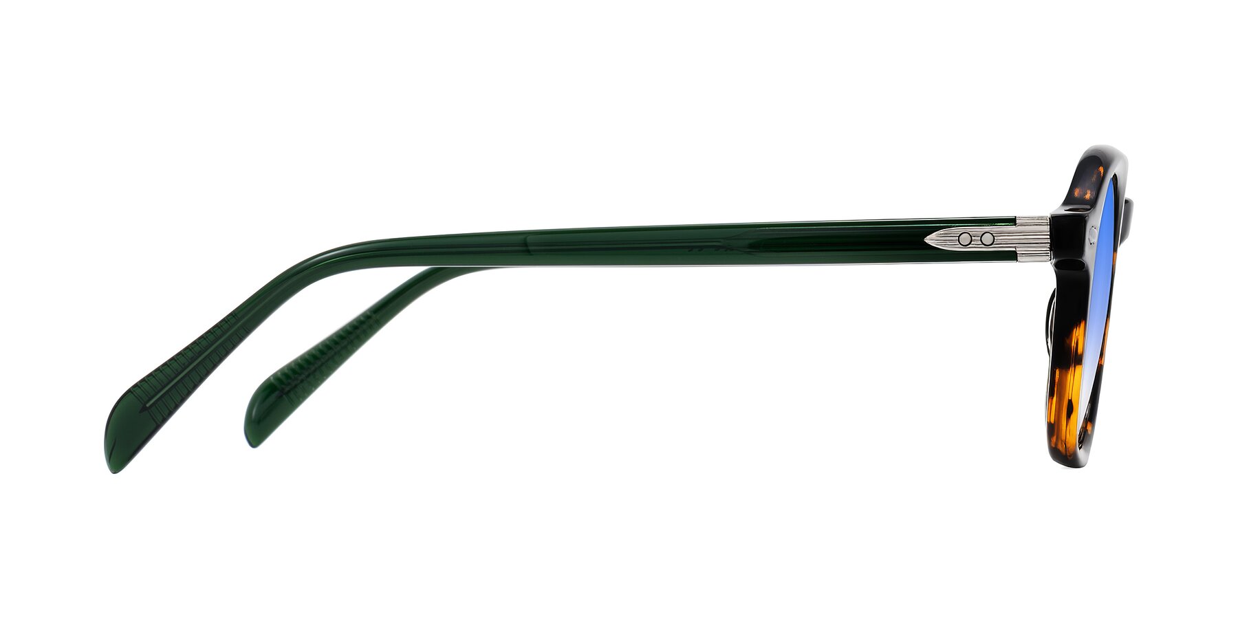 Side of Salyba in Tortoise/Green with Blue Gradient Lenses