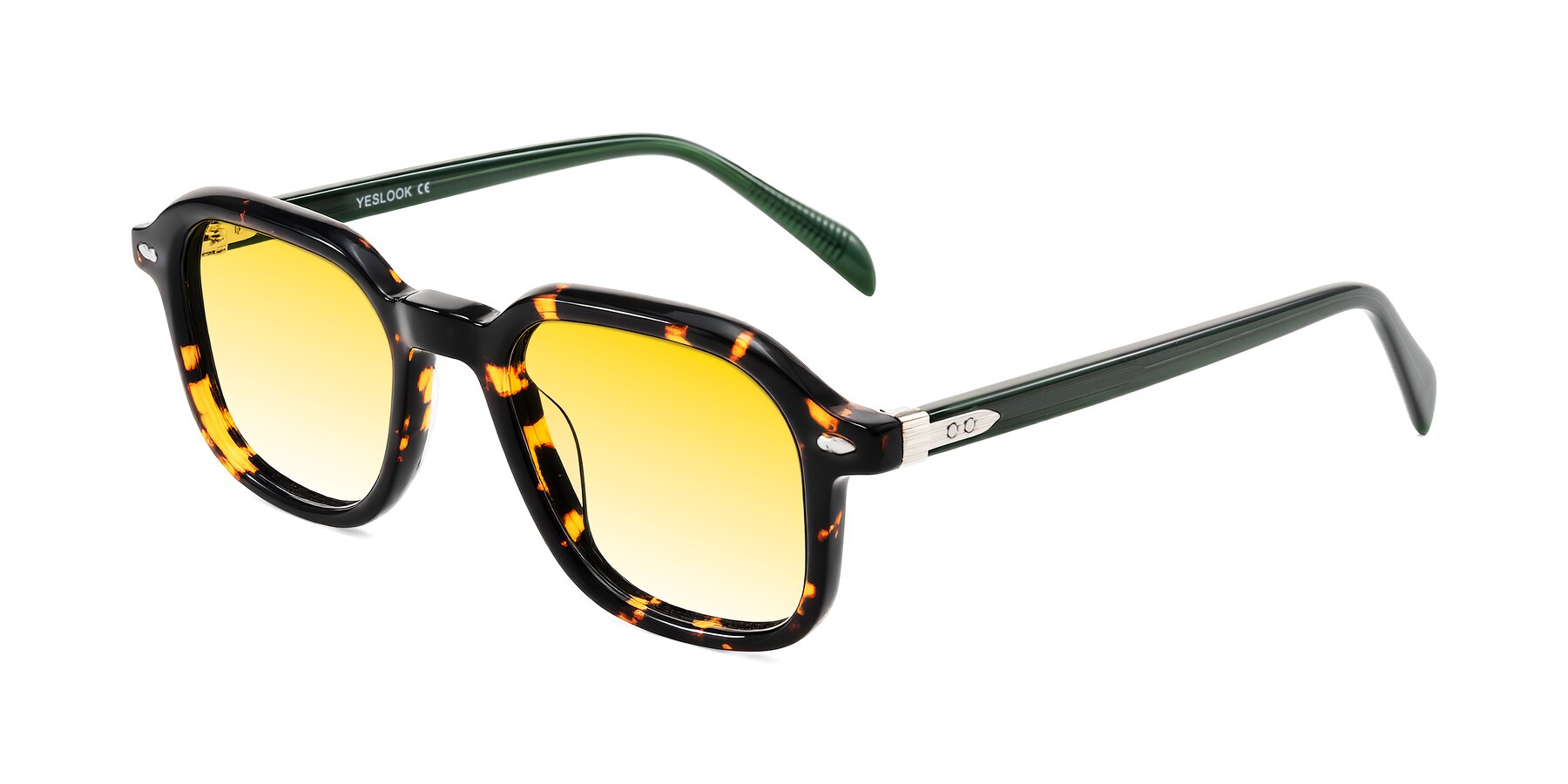 Angle of Salyba in Tortoise/Green with Yellow Gradient Lenses