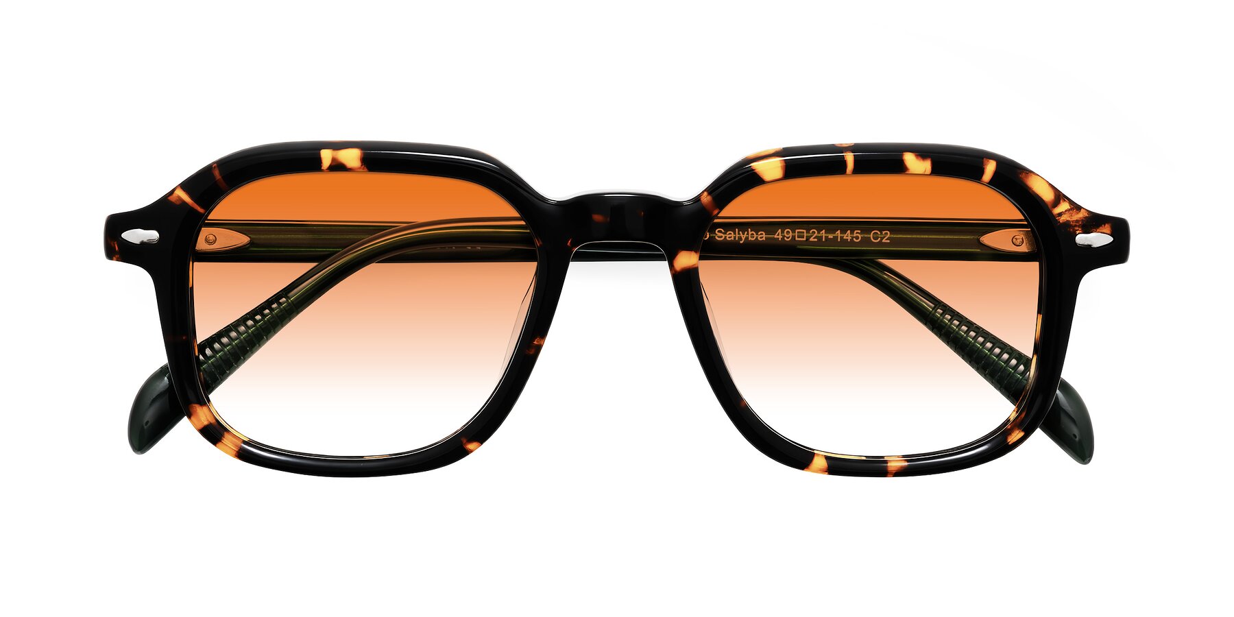 Folded Front of Salyba in Tortoise/Green with Orange Gradient Lenses