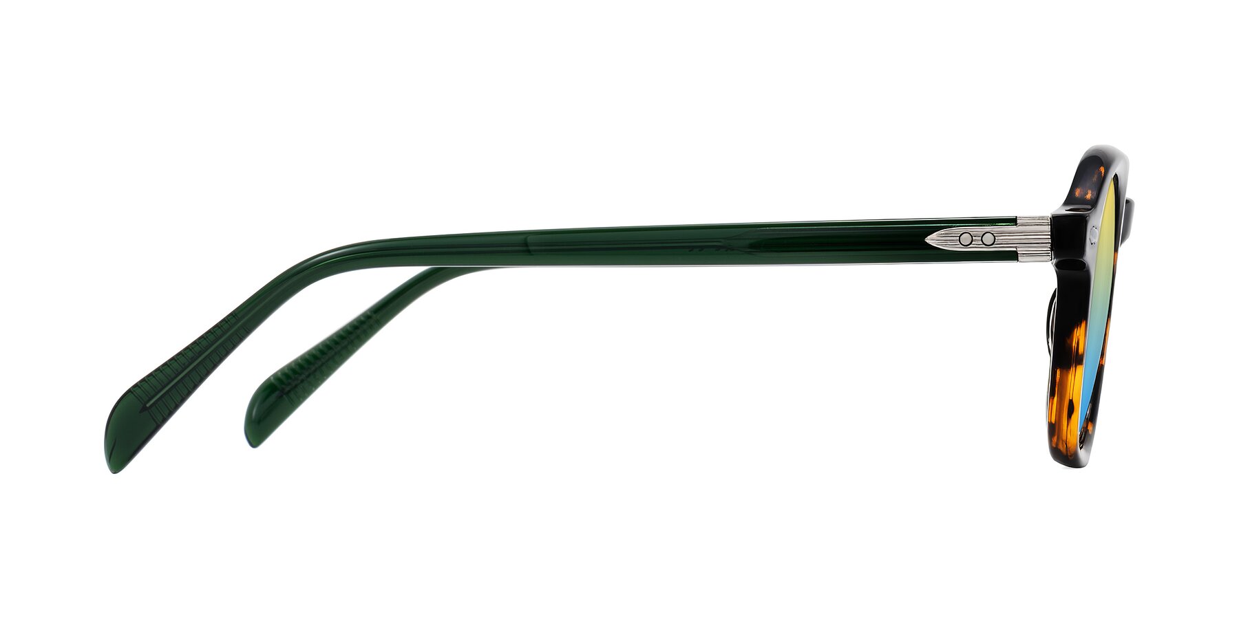 Side of Salyba in Tortoise/Green with Yellow / Blue Gradient Lenses