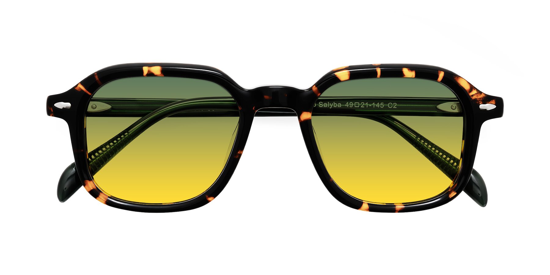 Folded Front of Salyba in Tortoise/Green with Green / Yellow Gradient Lenses