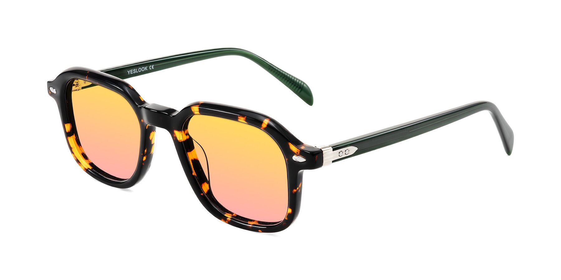 Angle of Salyba in Tortoise/Green with Yellow / Pink Gradient Lenses
