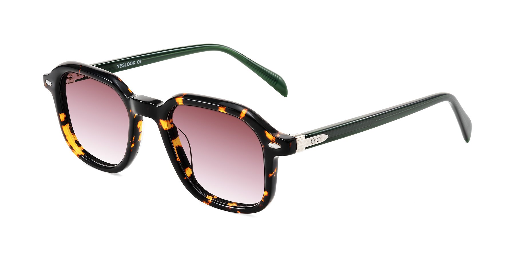 Angle of Salyba in Tortoise/Green with Garnet Gradient Lenses