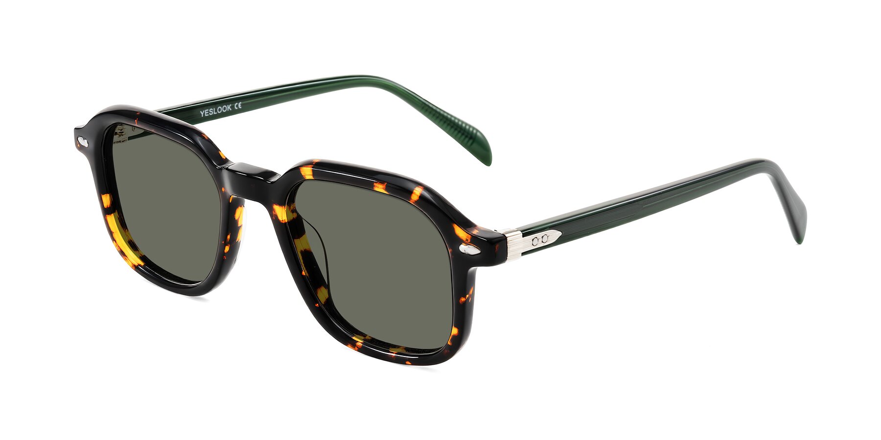 Angle of Salyba in Tortoise/Green with Gray Polarized Lenses