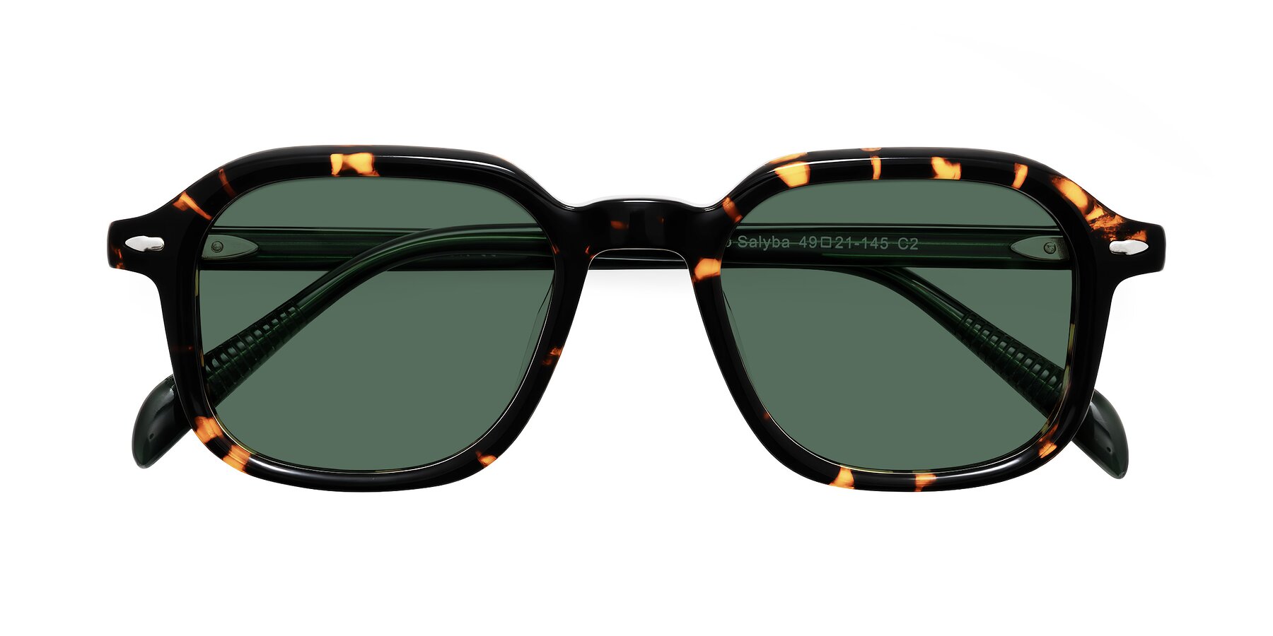 Folded Front of Salyba in Tortoise/Green with Green Polarized Lenses